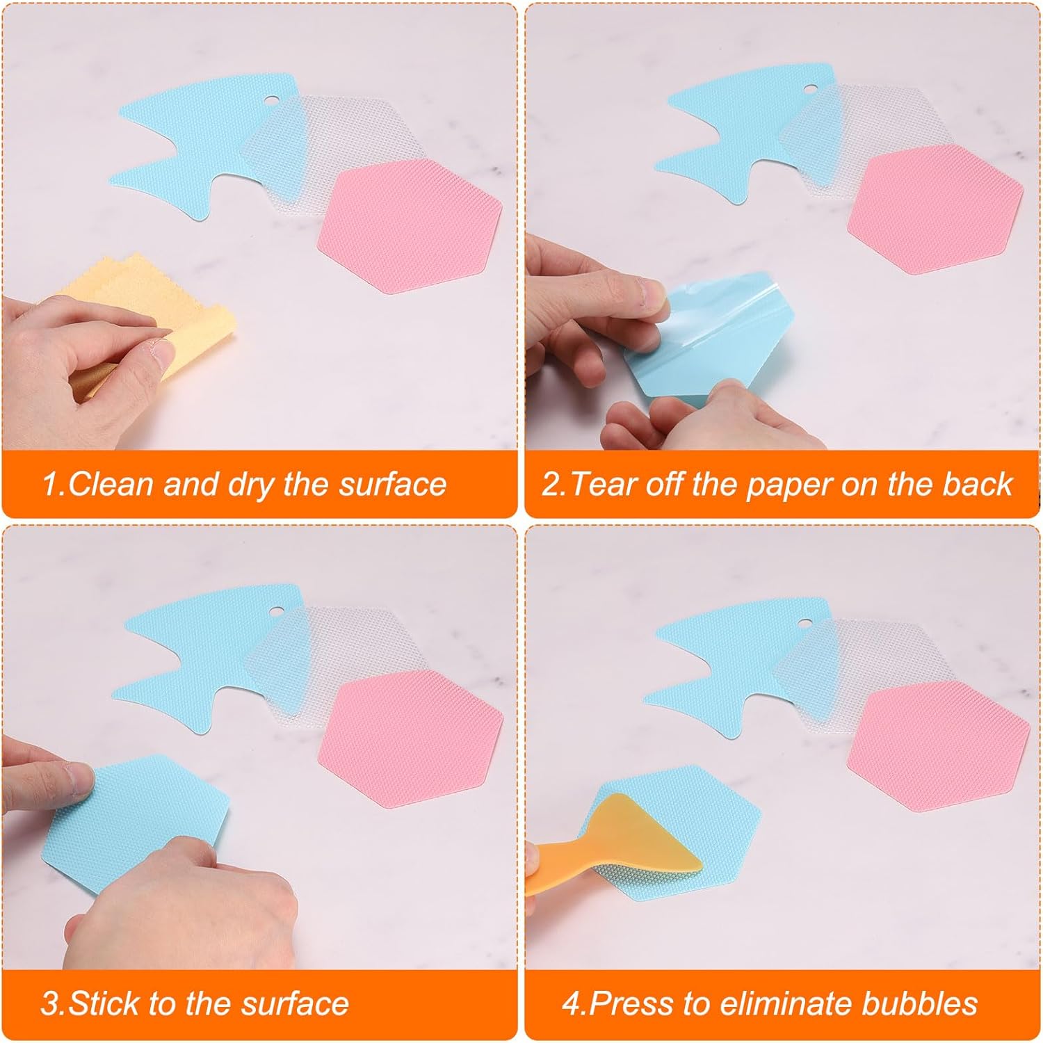 HARFINGTON 12pcs Fish Bathtub Stickers Set with Scraper