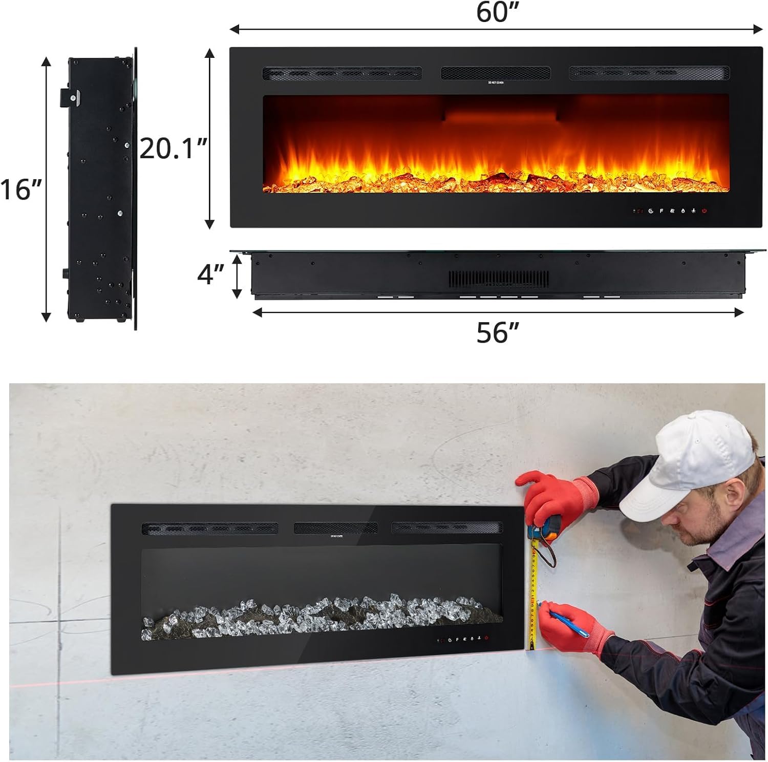 Takywep Electric Fireplace Heater with Remote Control