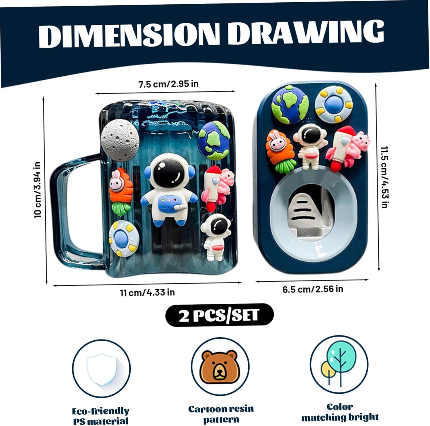 Meyrwoy Wall Toothbrush Holder with Cosmonaut Theme