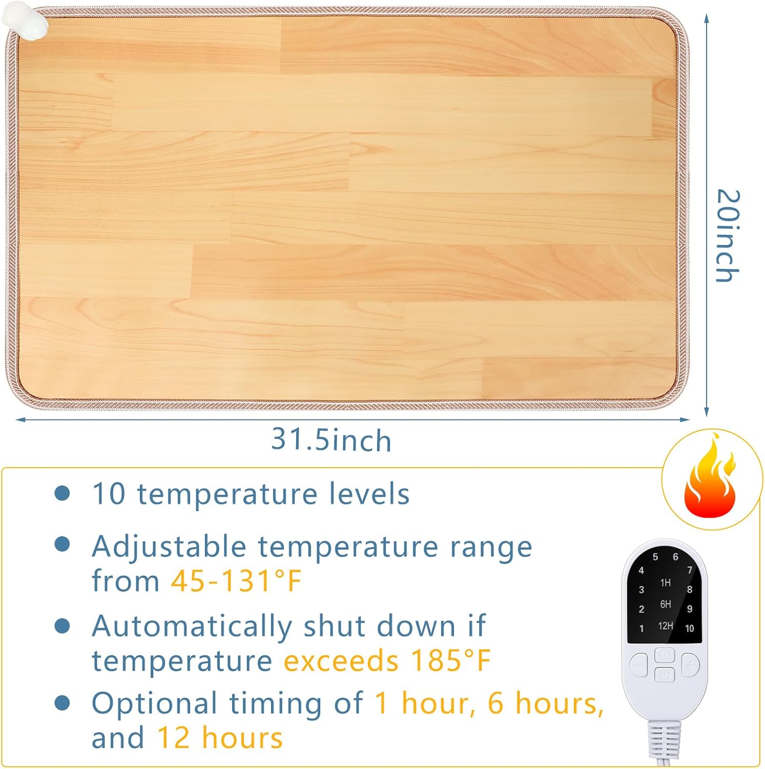 VIHOSE Heated Floor Mat 110V Electric Foot Warmer