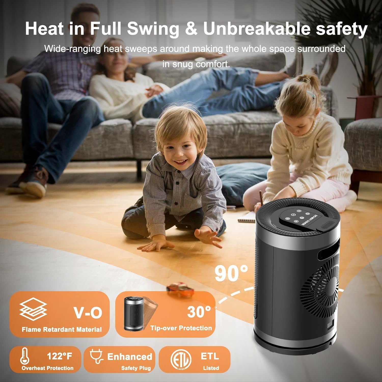 Feculs Official 1500W PTC Ceramic Space Heater with Timer and ECO Mode