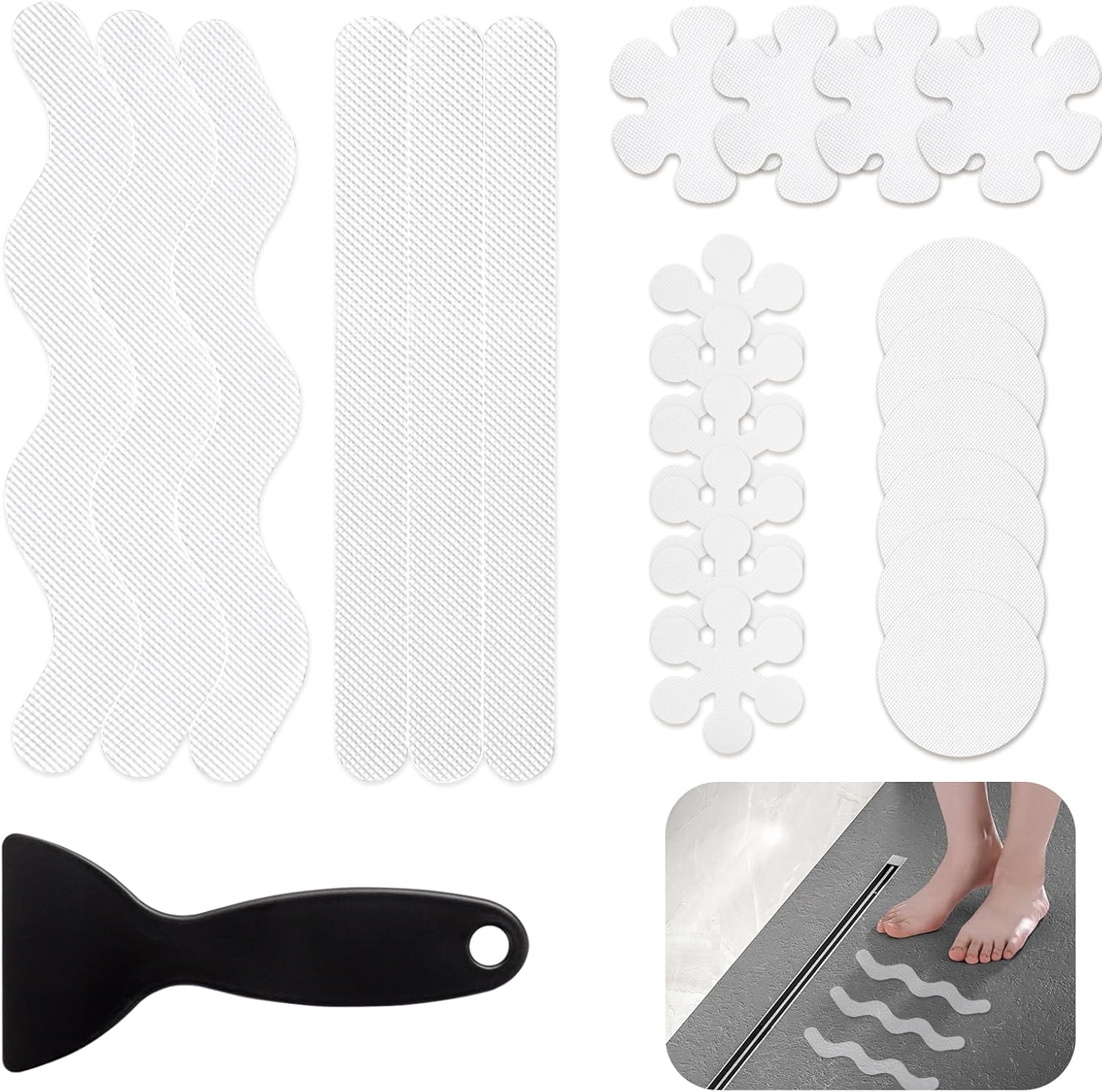 RETON 54 PCS Anti-Slip Shower Mat Stickers