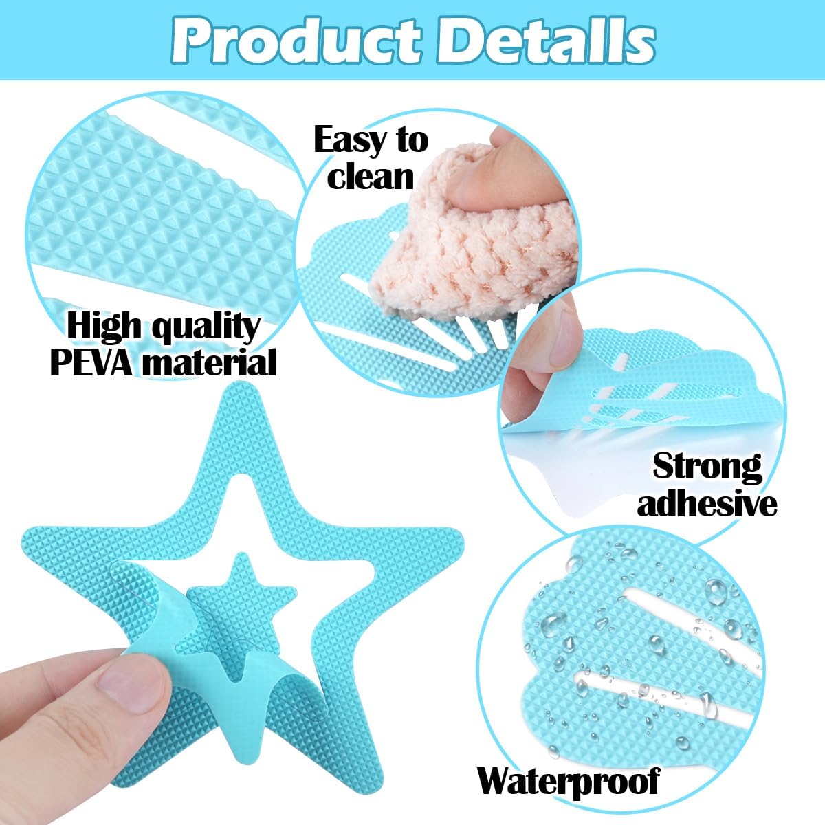 IBEQUEM 83 PCS Non Slip Bathtub Stickers Blue