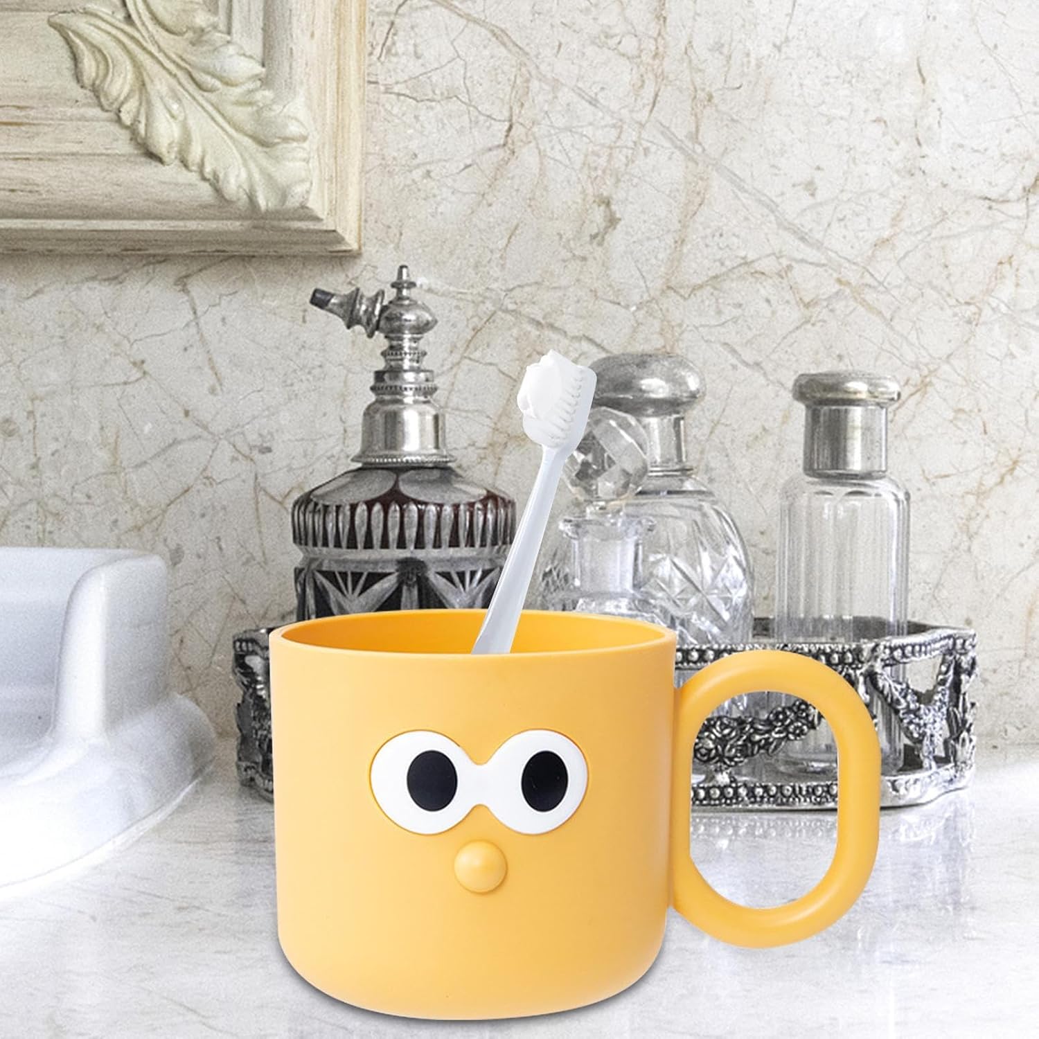 Kids Toothbrush Rinse Cup - Cute Cartoon Design Unbreakable Reusable