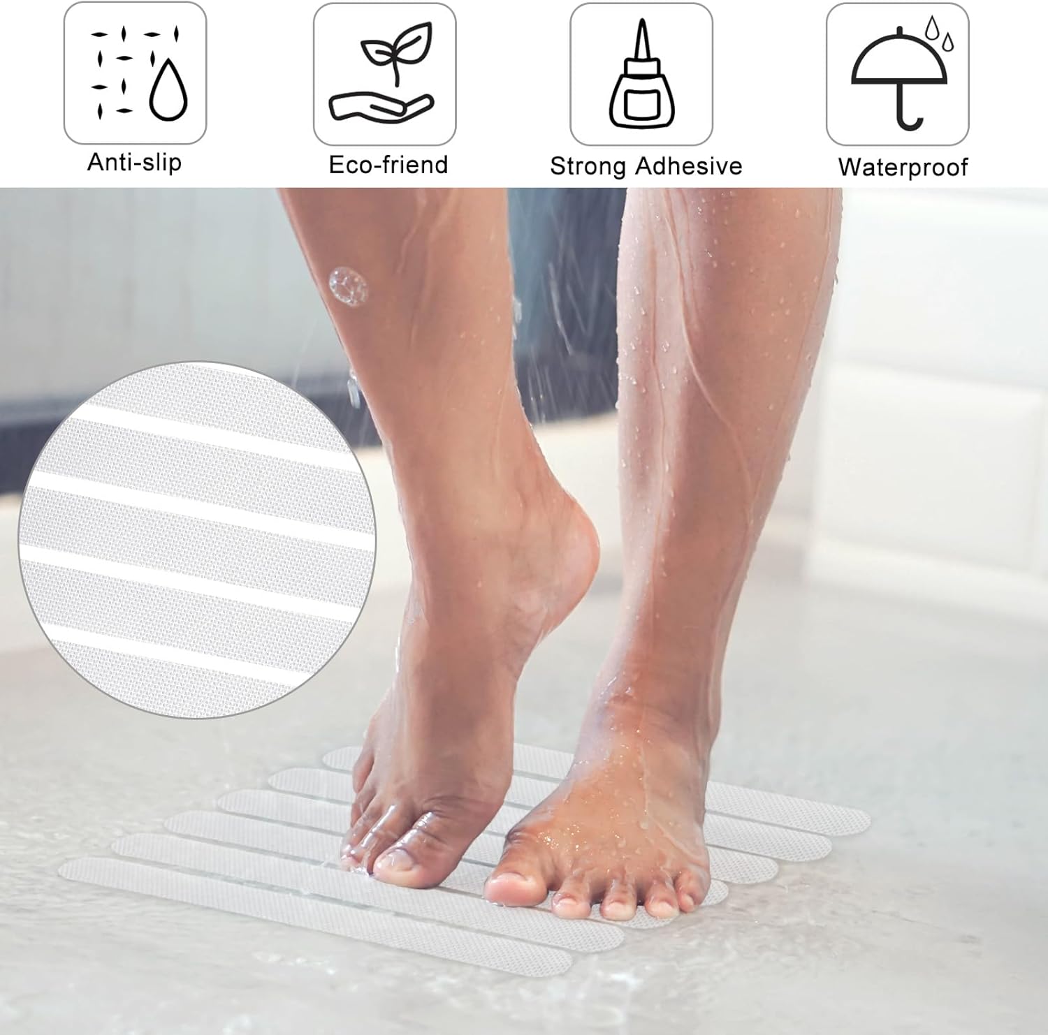 WATUNID 48PCS Non-Slip Bathtub Sticker Set with Scraper