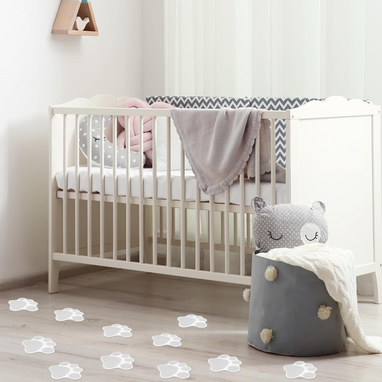 20 Pcs Non-Slip Bathtub Stickers with Grey Paw Prints