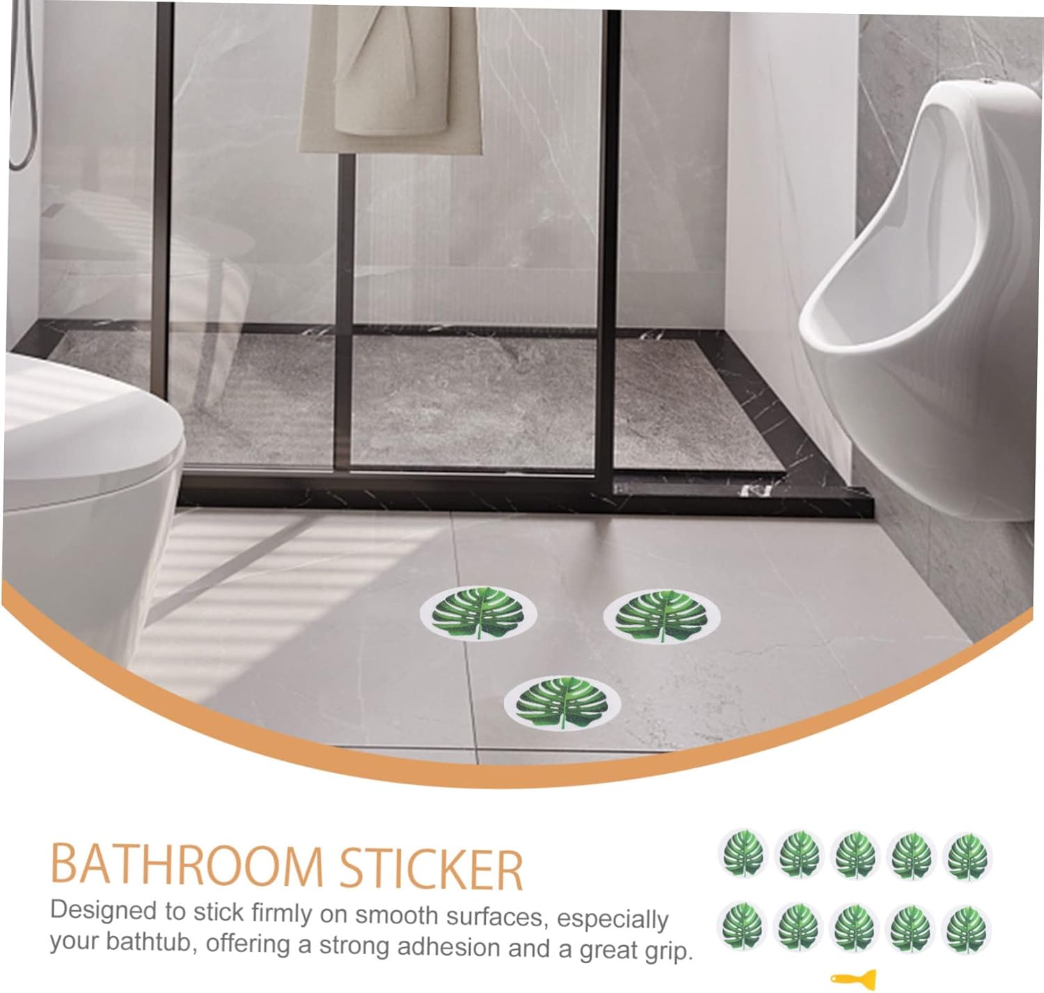 Healifty Non-Slip Bathtub Leaf Decals 1Set