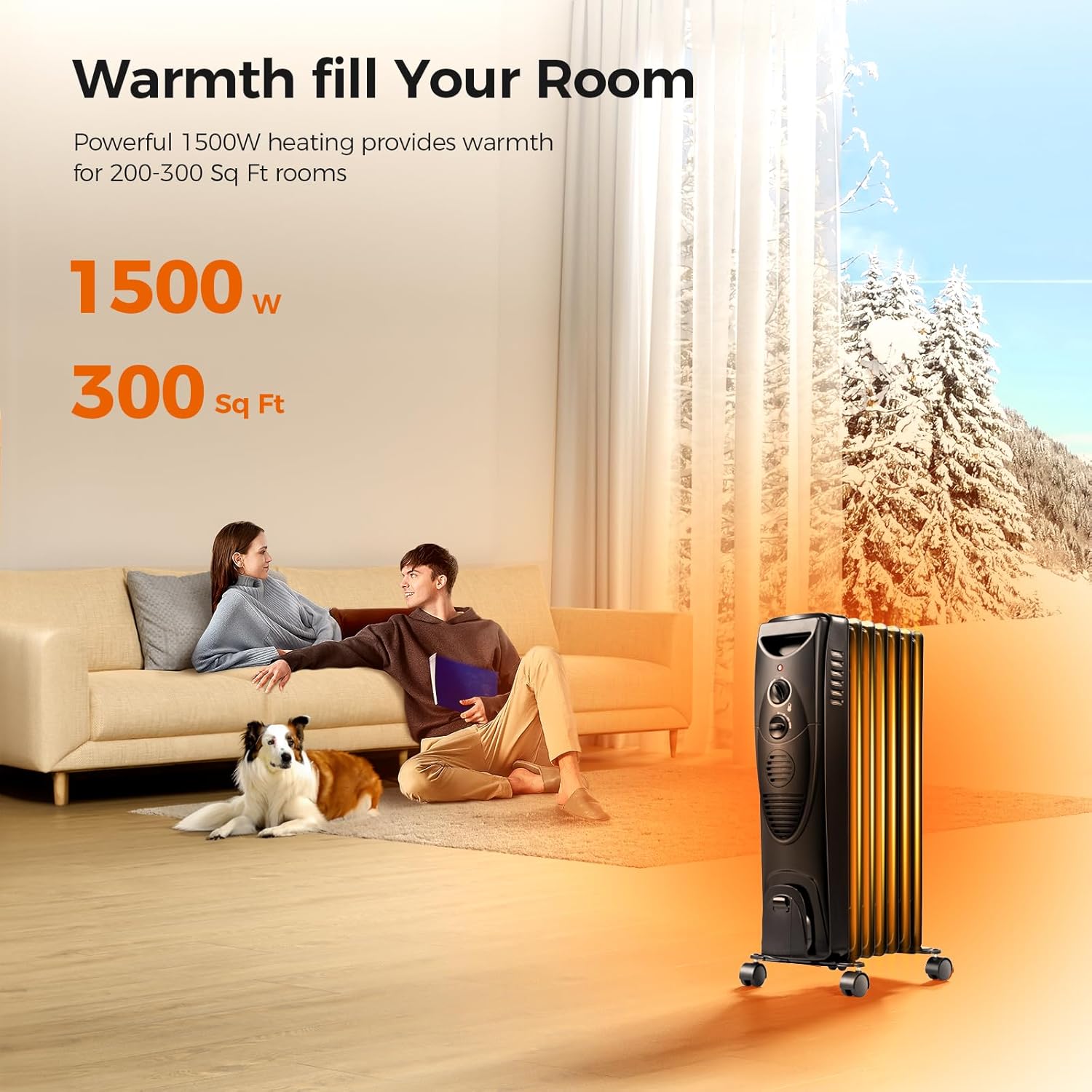 Kismile Portable Electric Radiator with 3 Heat Settings and Smart Thermostat