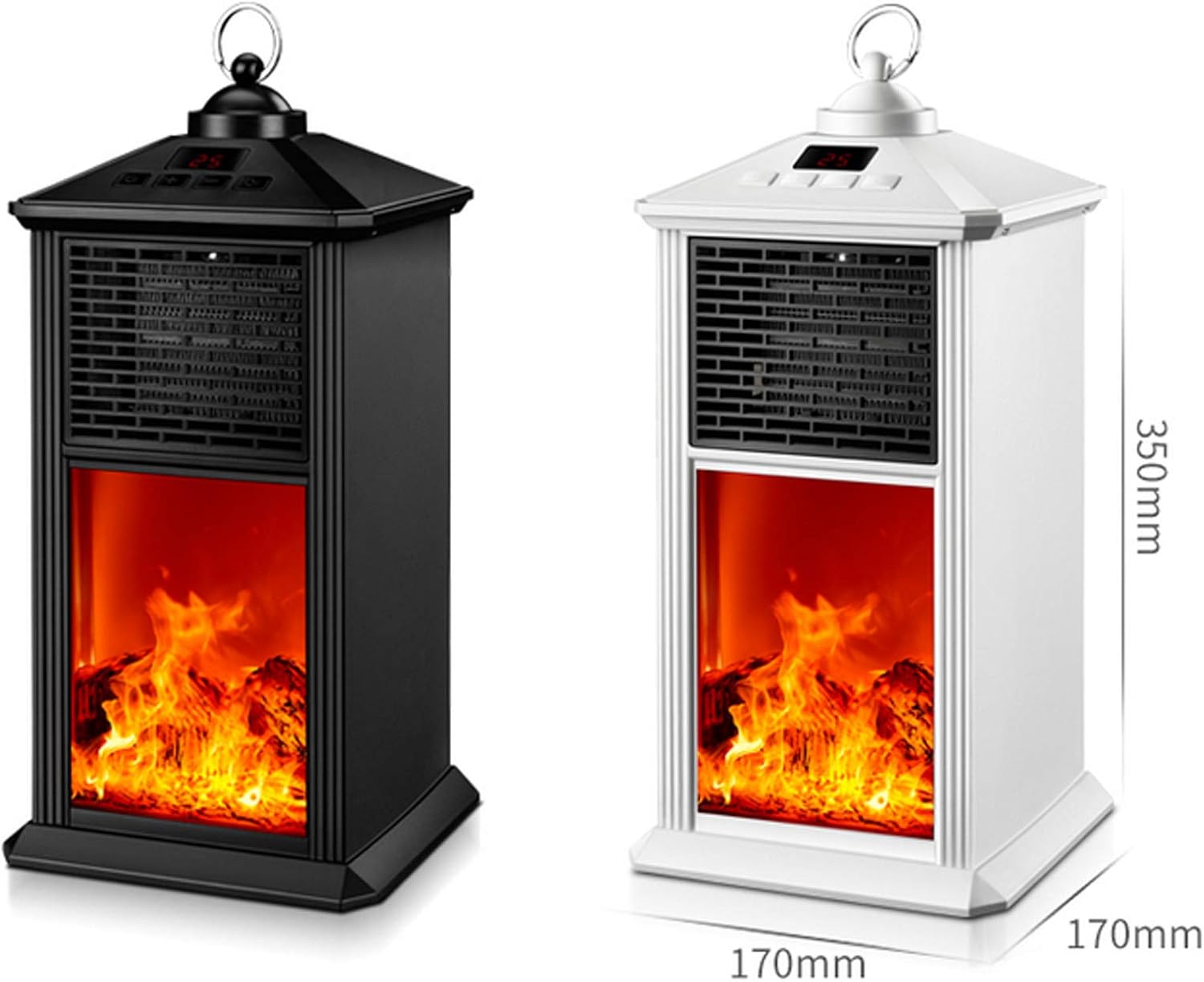 FACAI 3D Flame Electric Space Heater with Remote Control and Timer Black