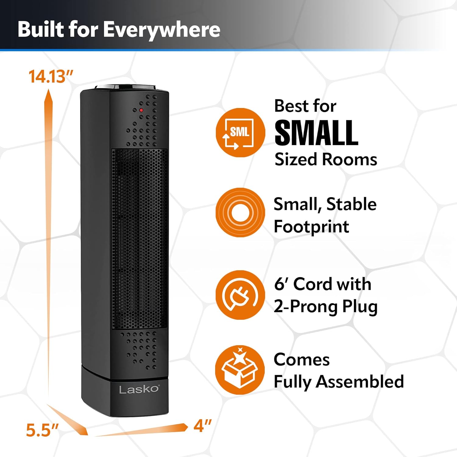 Lasko Oscillating Ceramic Space Heater 1500W Black