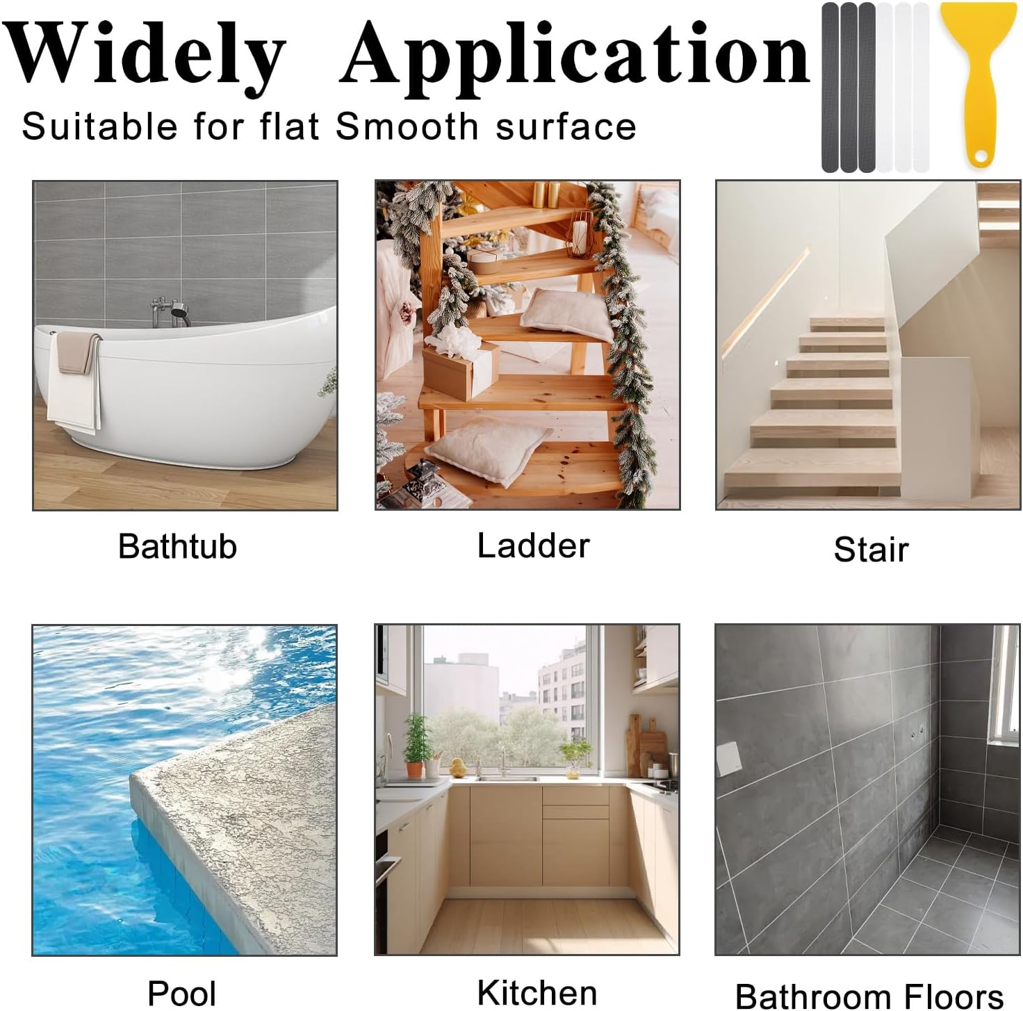 WATUNID 48PCS Non-Slip Bathtub Sticker Set with Scraper