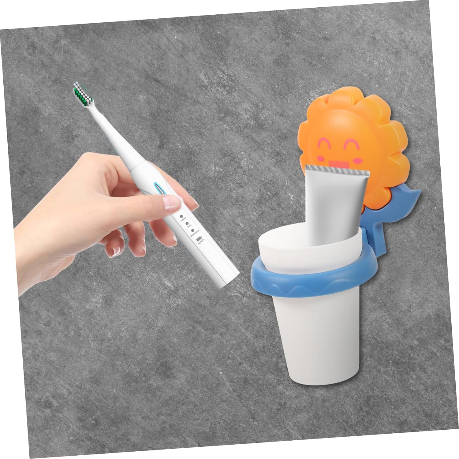 Healeved Cartoon Toothbrush Holder with Cup Wall Mounted Bathroom Storage