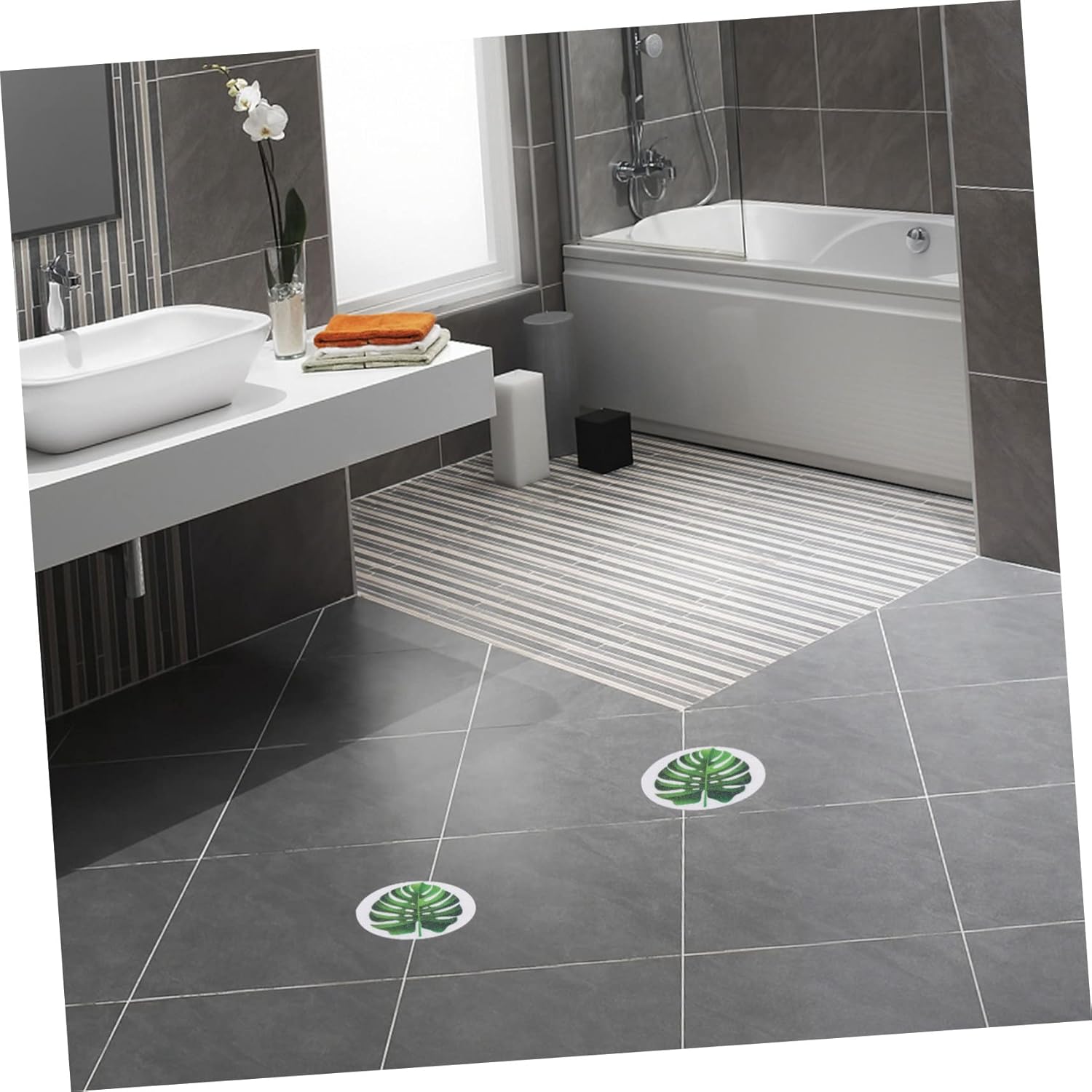 Healifty Non-Slip Bathtub Leaf Decals 1Set