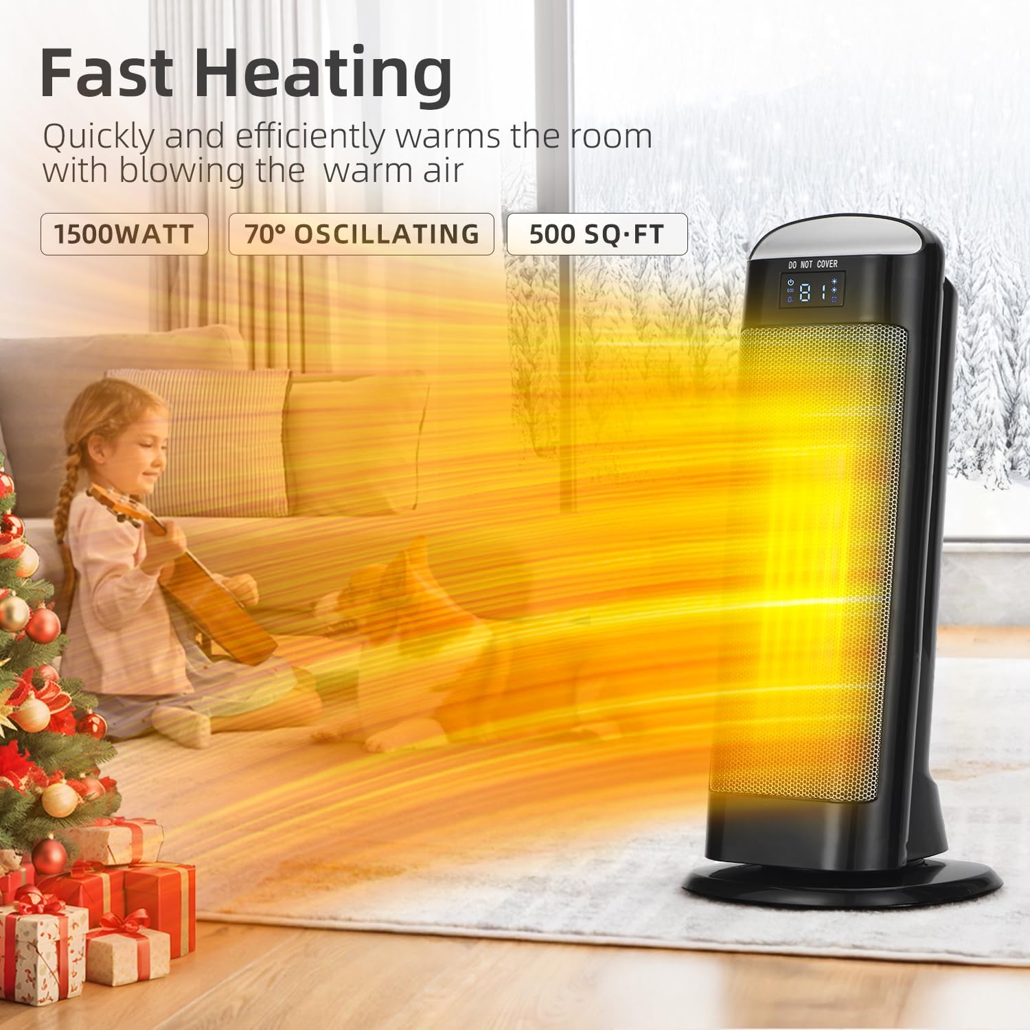Uthfy 1500W Electric Space Heater with Remote 1