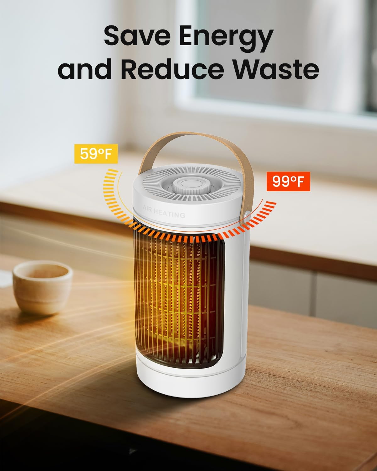 ADTARK 1500W Fast Electric Space Heater with Thermostat and 3 Modes