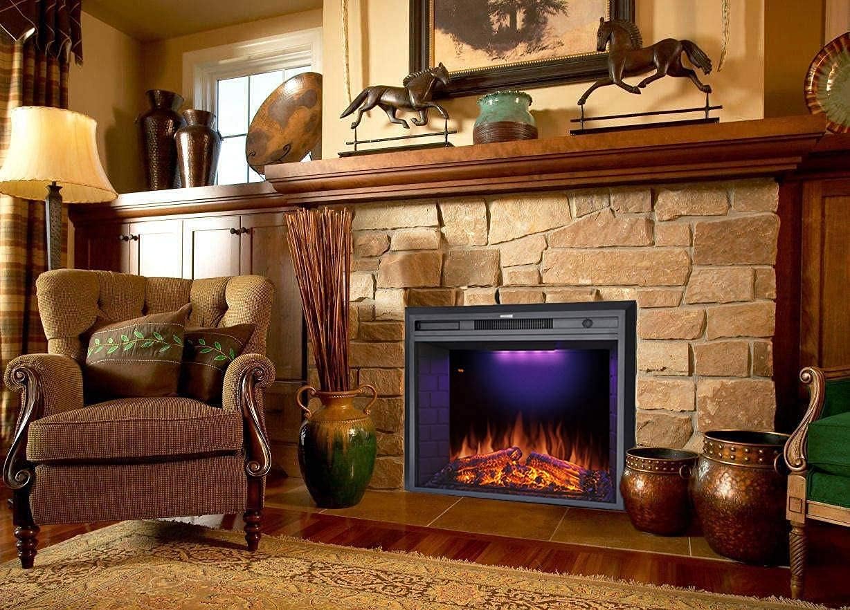 Masarflame 33 Electric Fireplace Insert with Sound Remote Control Timer 7501500W Black