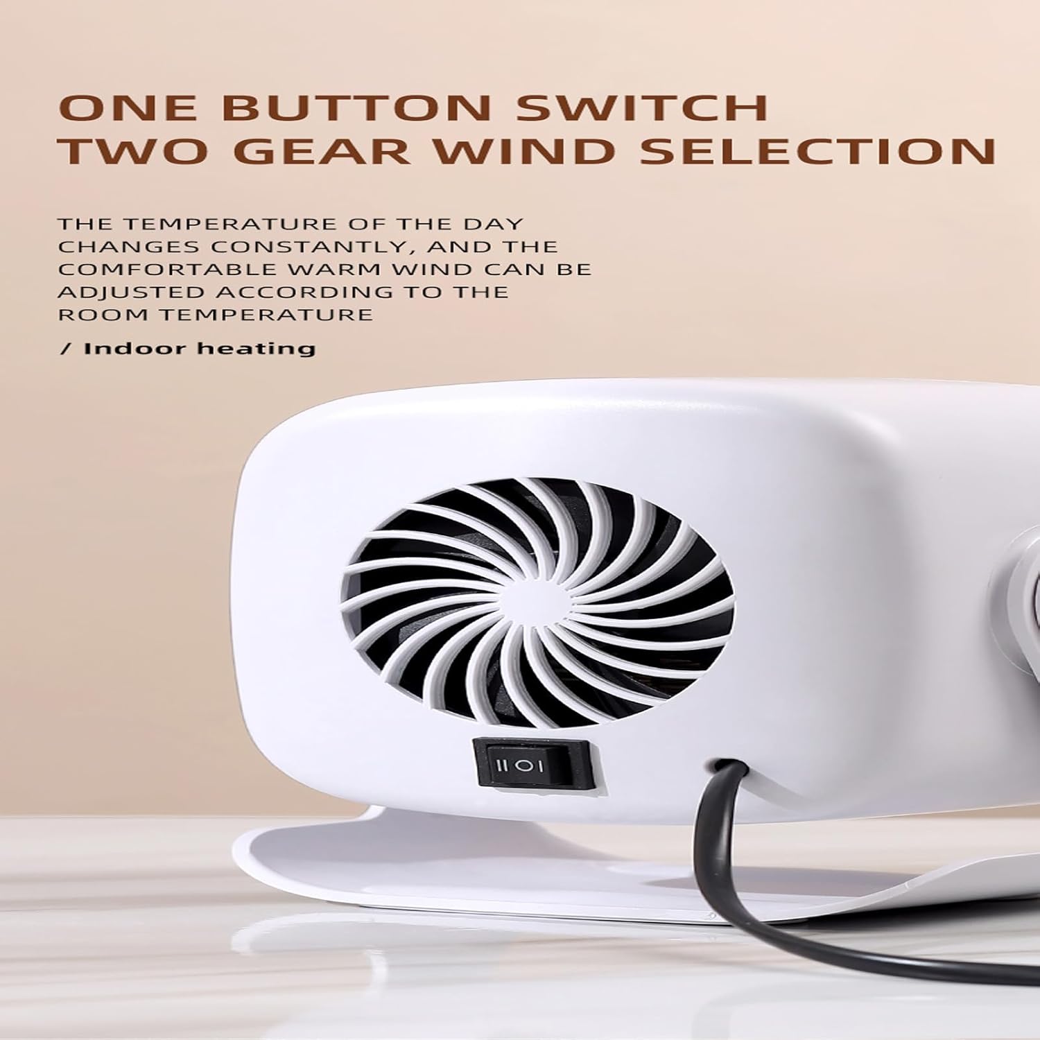 YOLEANSON Compact Electric Ceramic Heater with 2 Wind Speeds