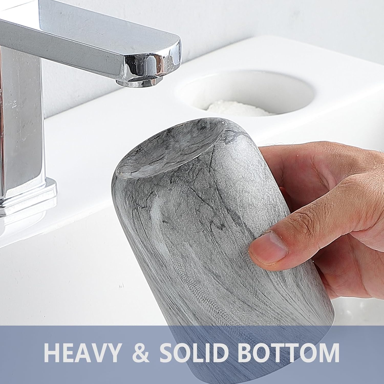 Marble Grey Ceramic Toothbrush Holder Set 1
