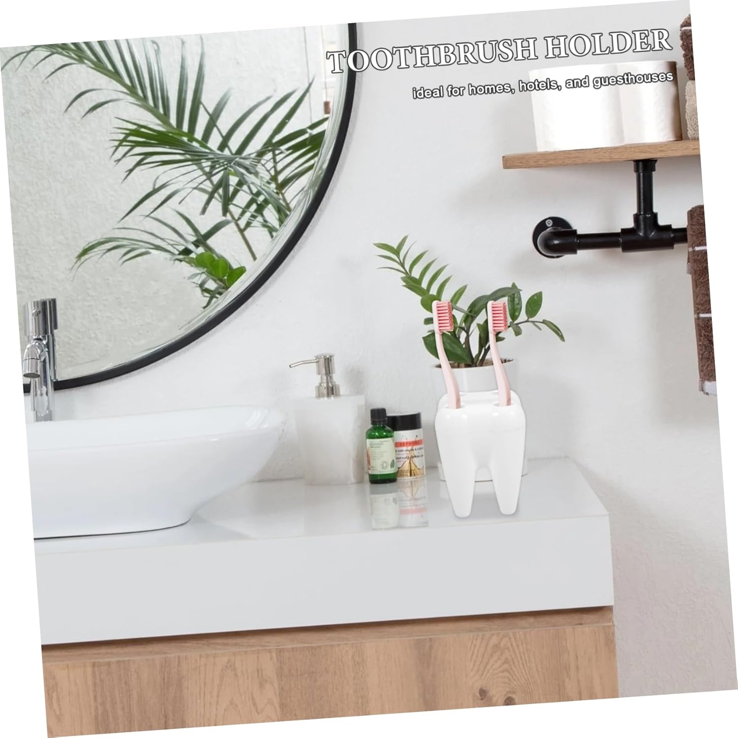 HOOTNEE 2pcs Tooth-Shaped Toothbrush Holder