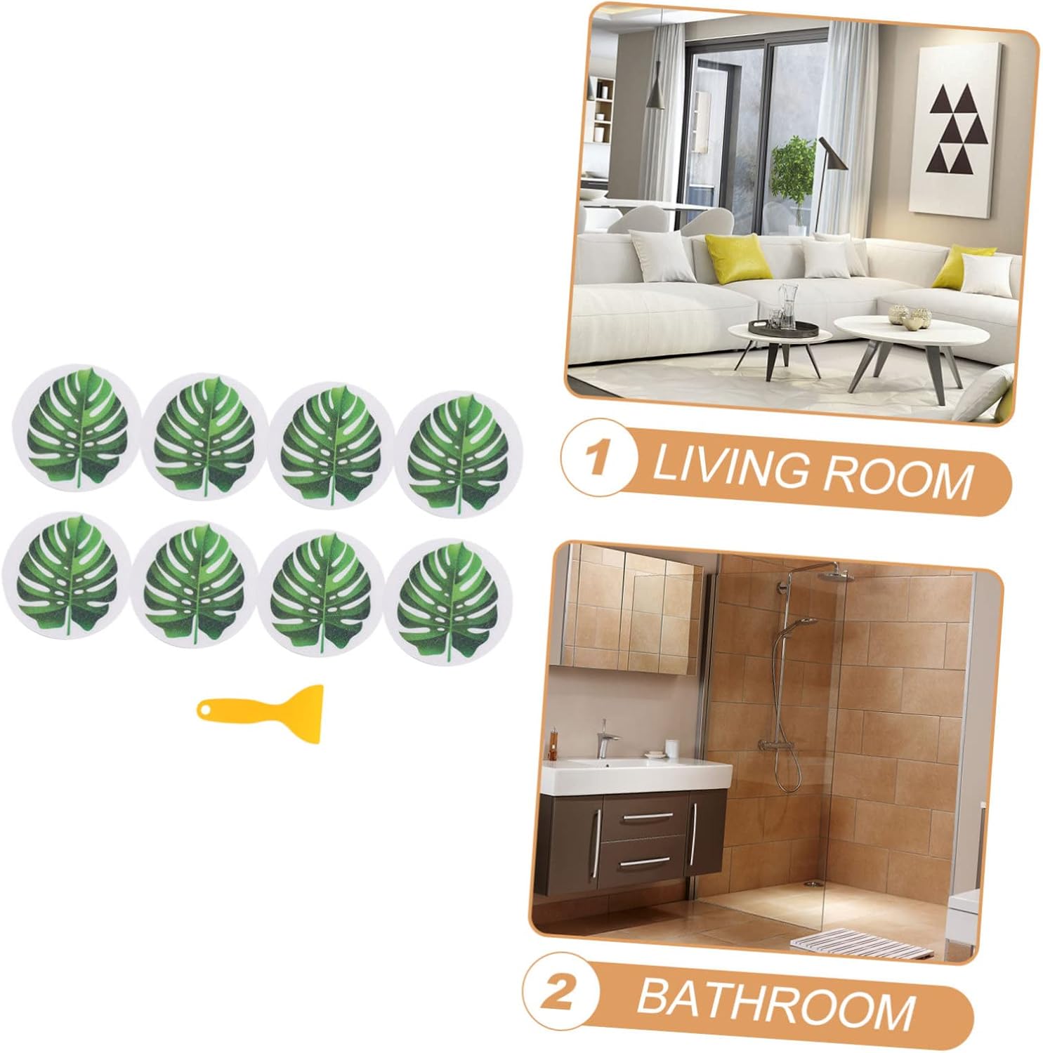 SWOOMEY 1 Set Leaf Anti Slip Bathtub Stickers
