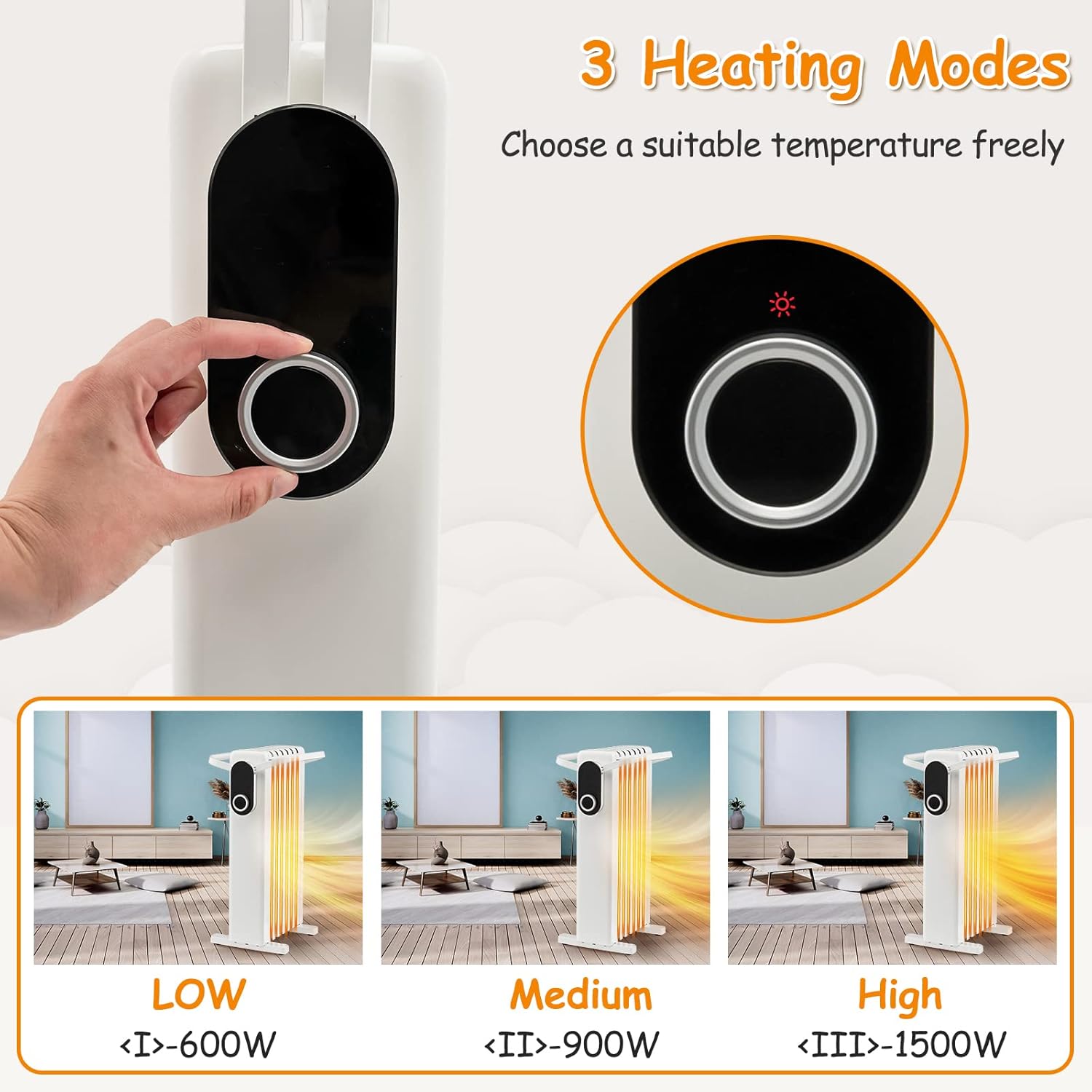 Tangkula 1500W Oil Radiator Heater with 3 Heat Settings