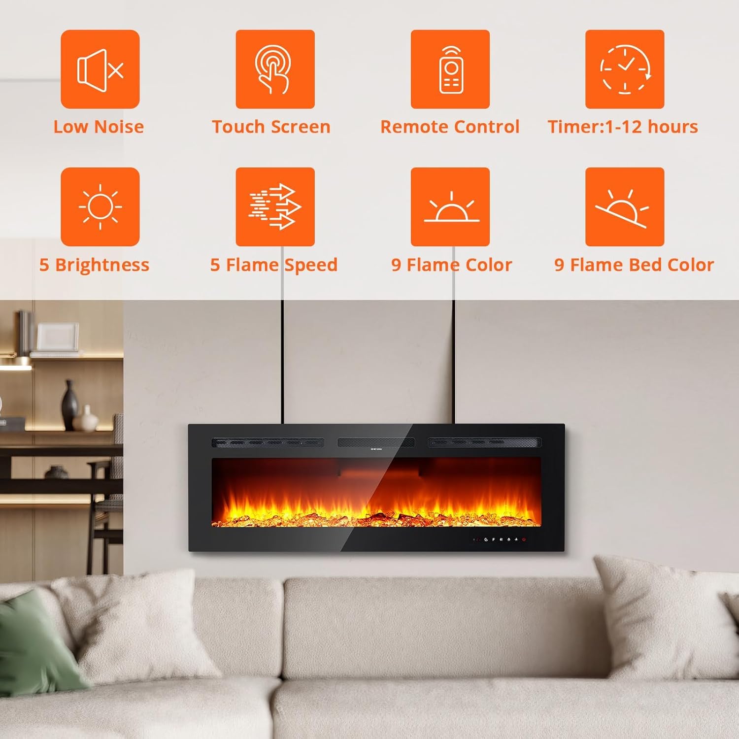 Takywep Electric Fireplace Heater with Remote Control