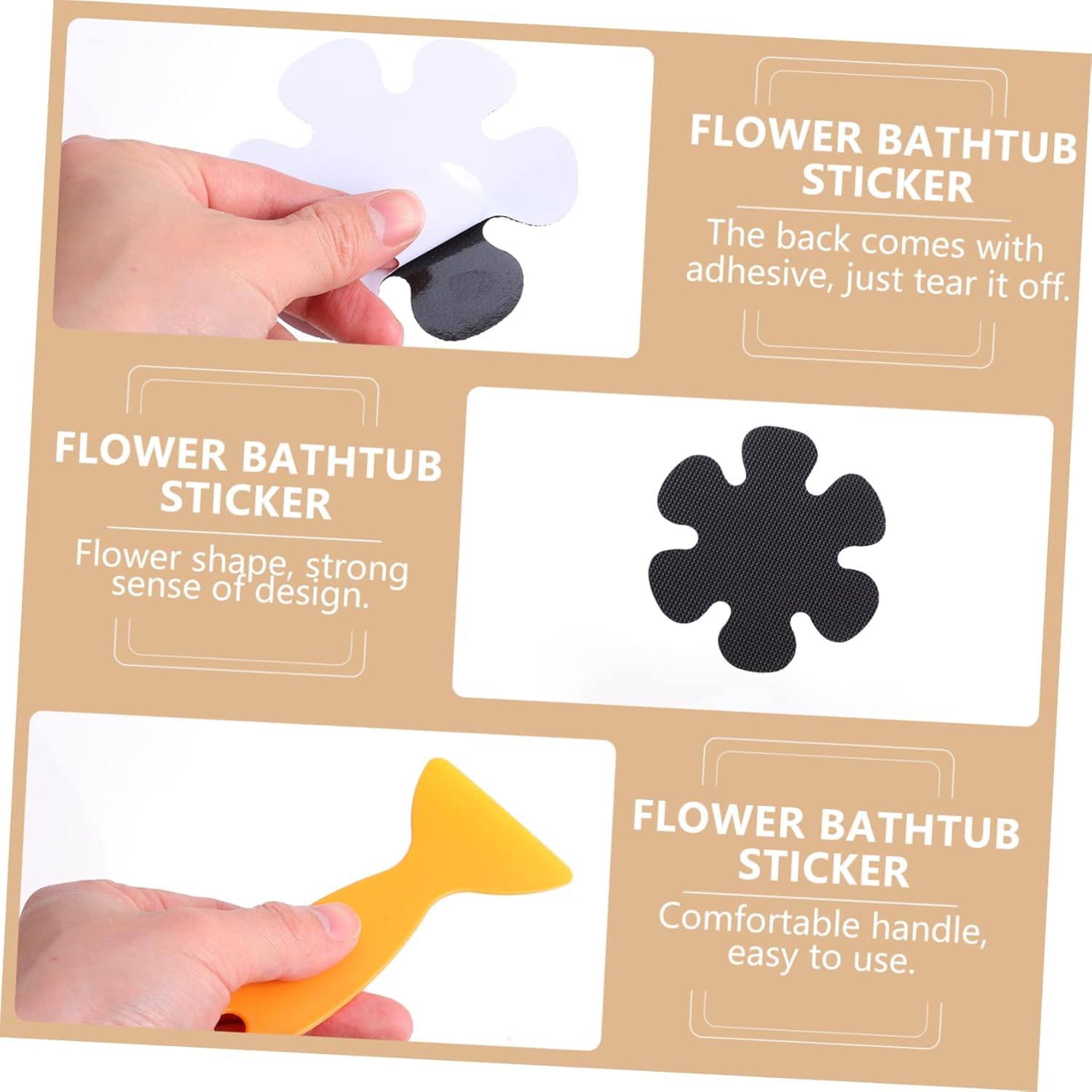 Happyyami 20pcs Flower Shaped Non-Slip Bath Tub Stickers