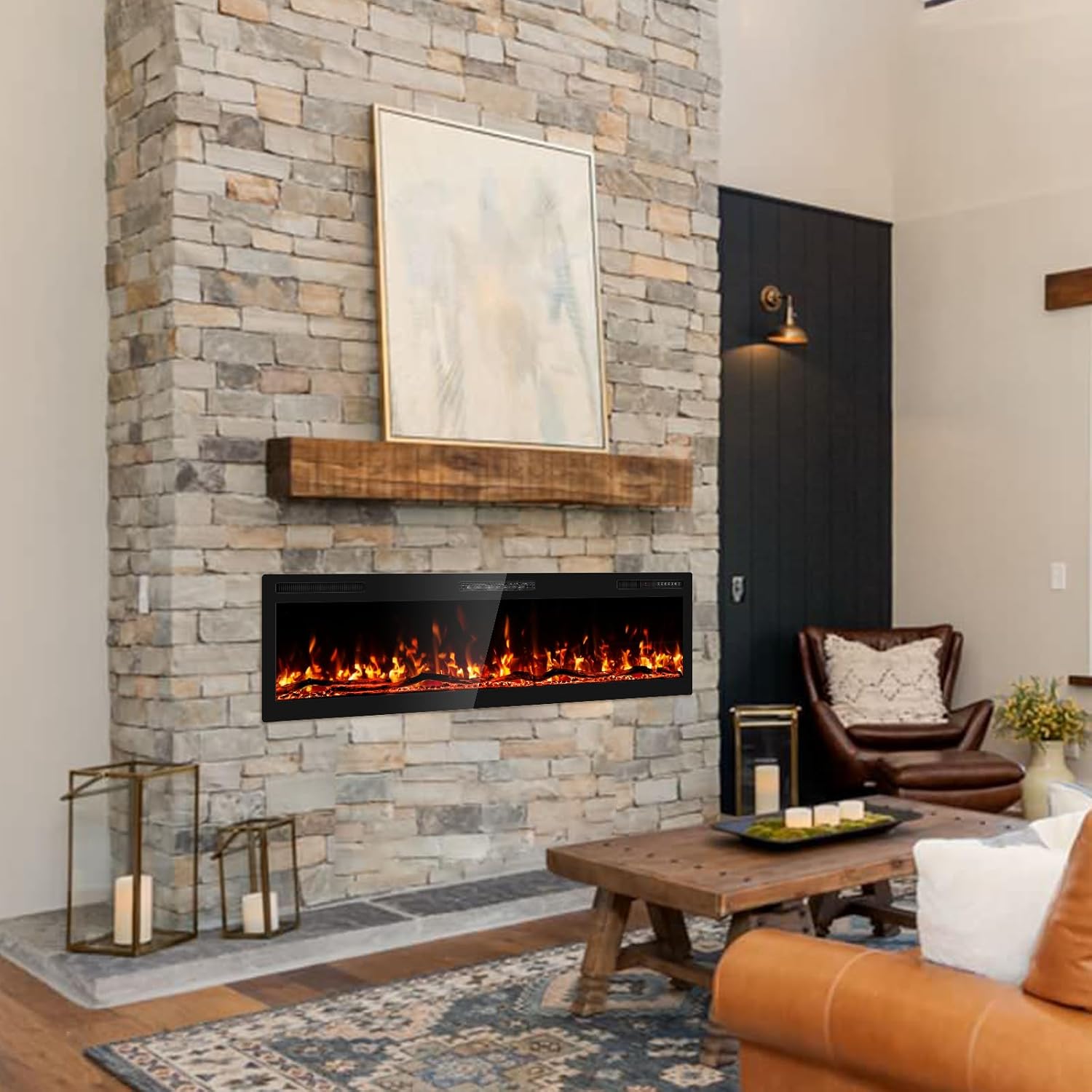 BREEZEHEAT 60 Inch Electric Fireplace with Log