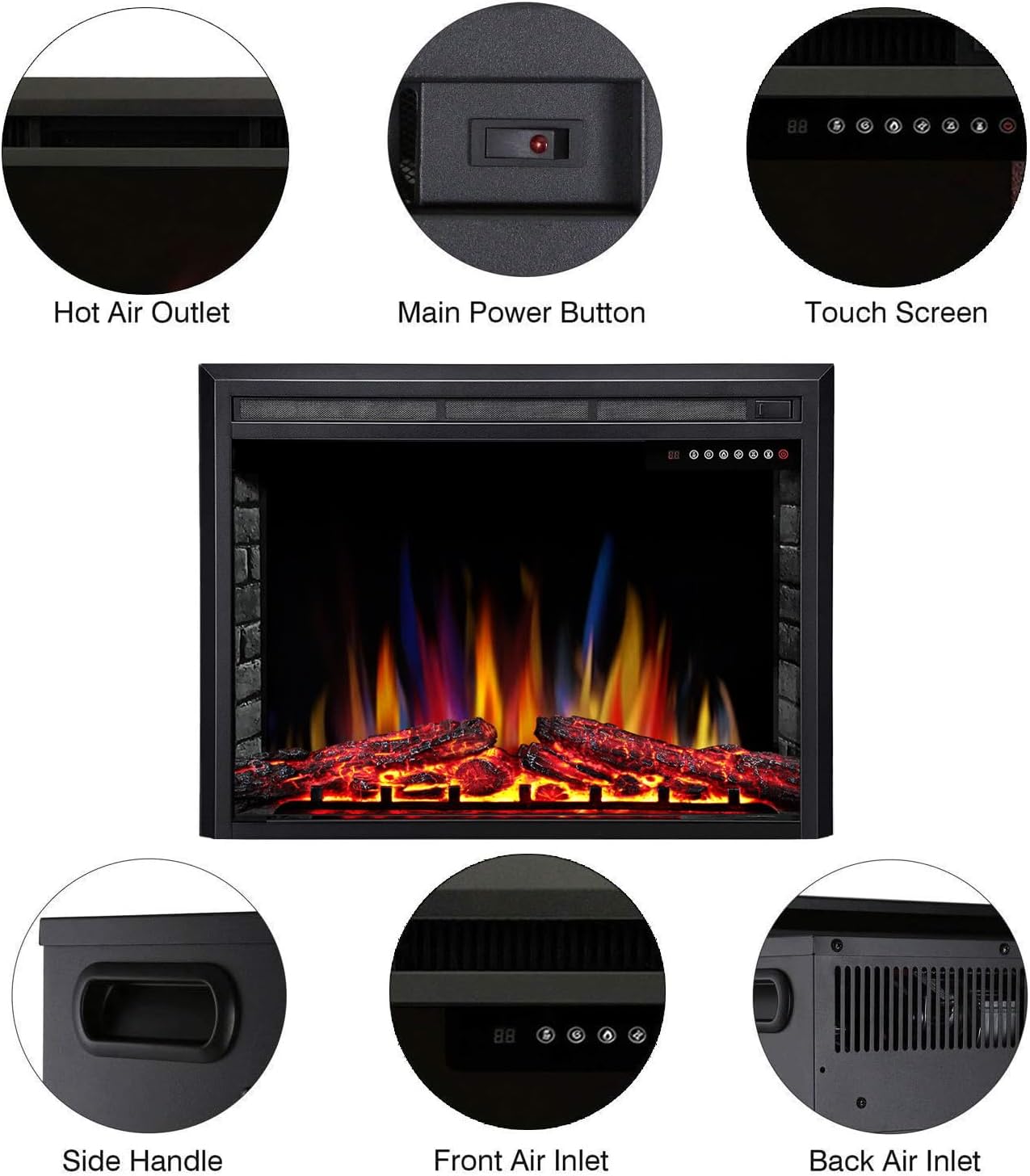 RWFLAME 39 Electric Fireplace Insert with Touch Screen