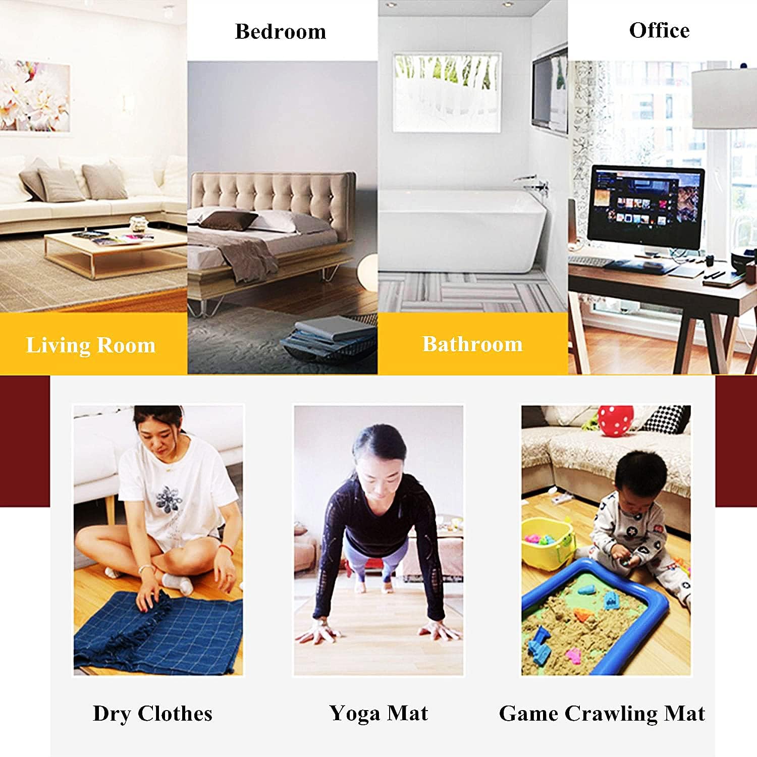 WTTTTW Fast Heating Electric Floor Mat with Timer Temperature Control