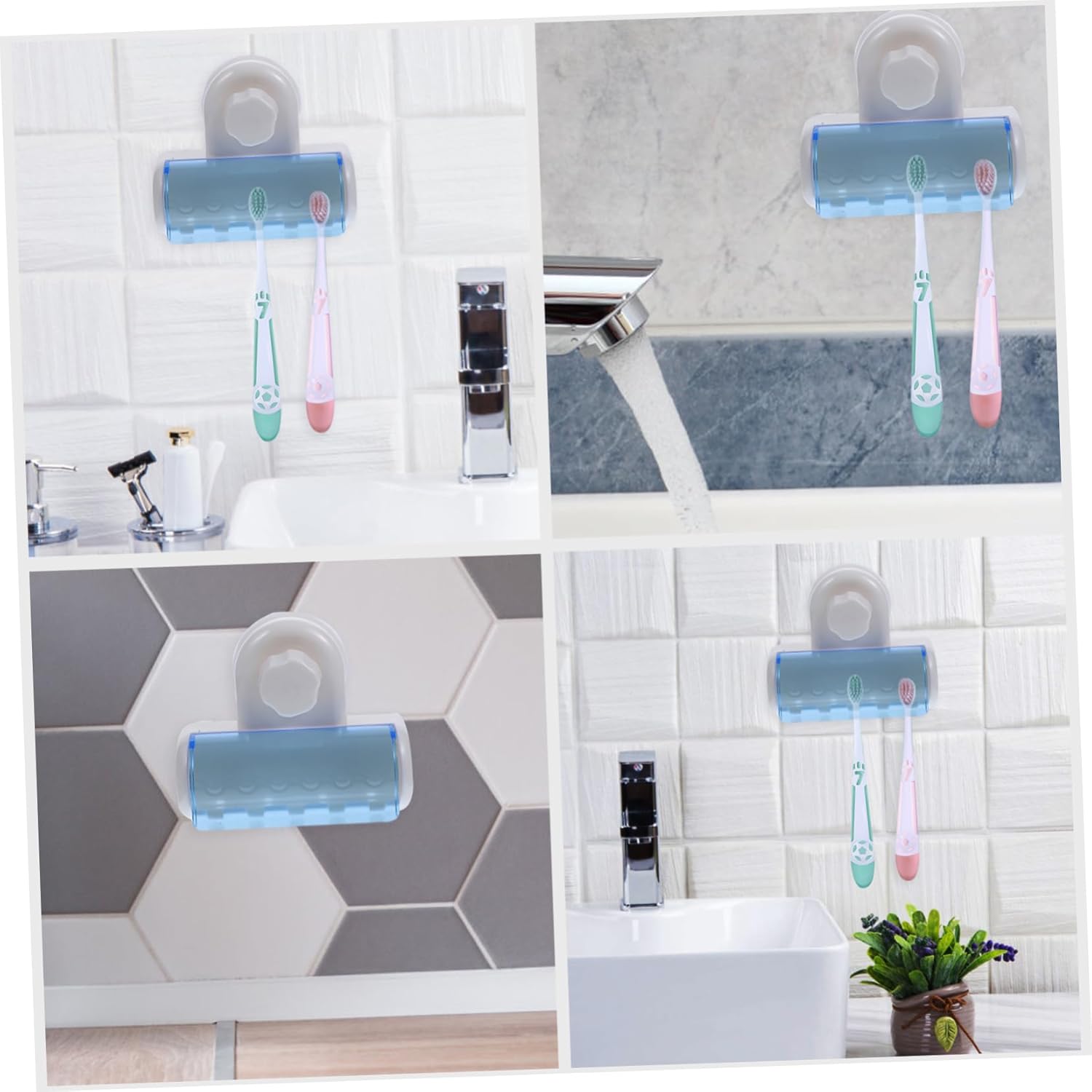 Wakauto 2Pcs Wall Mounted Toothbrush Holder
