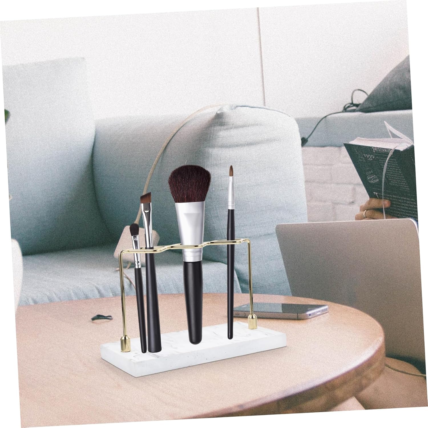 OUNONA Marble Pattern Toothbrush Holder for 4 Brush Storage