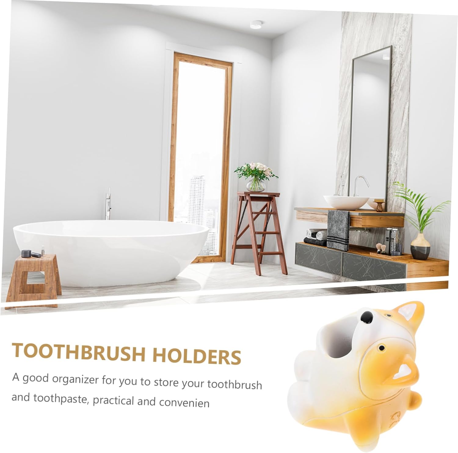Luxshiny Cartoon Dog Toothbrush Holder and Makeup Brush Container