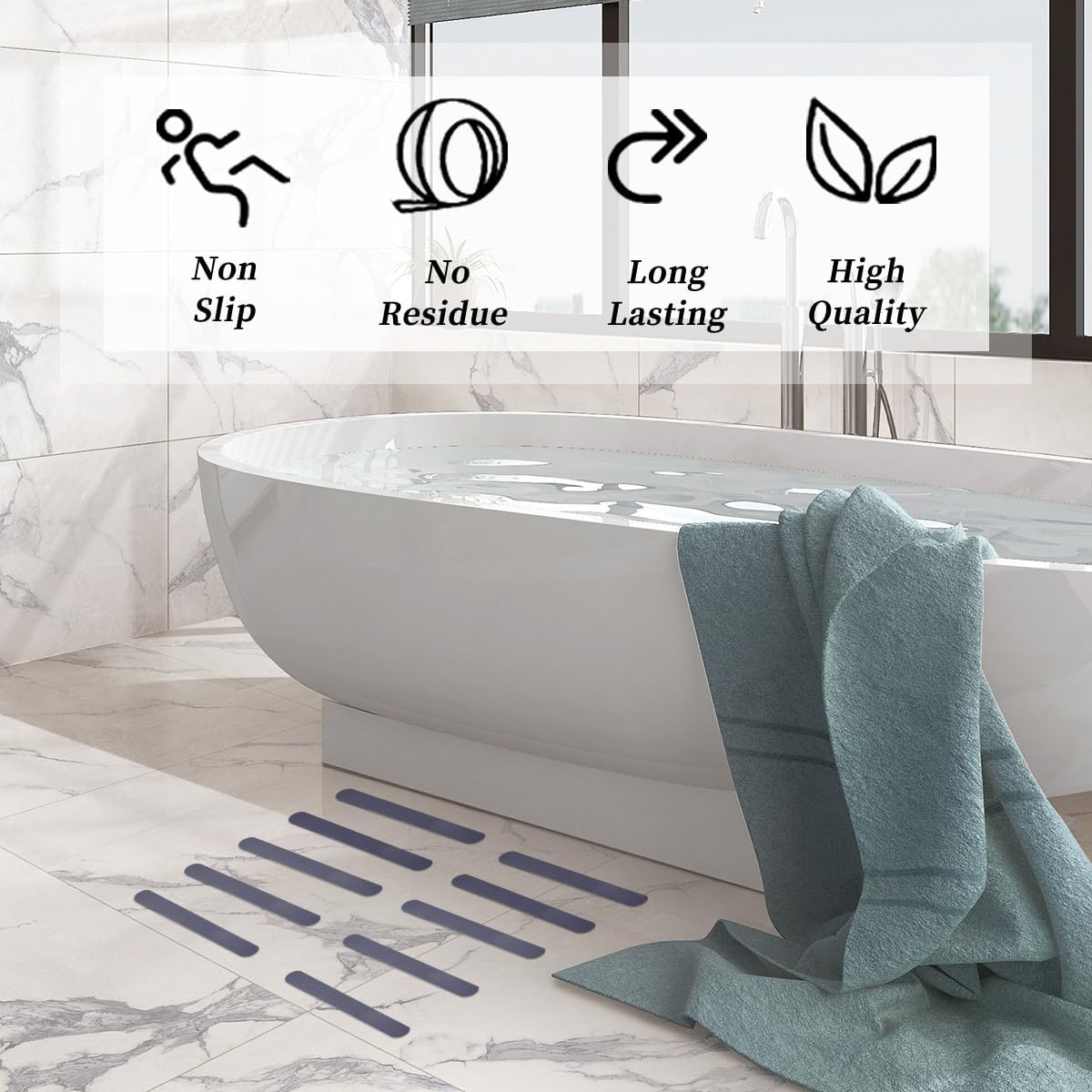 48PCS Bathtub Non Slip Stickers Set with Scraper