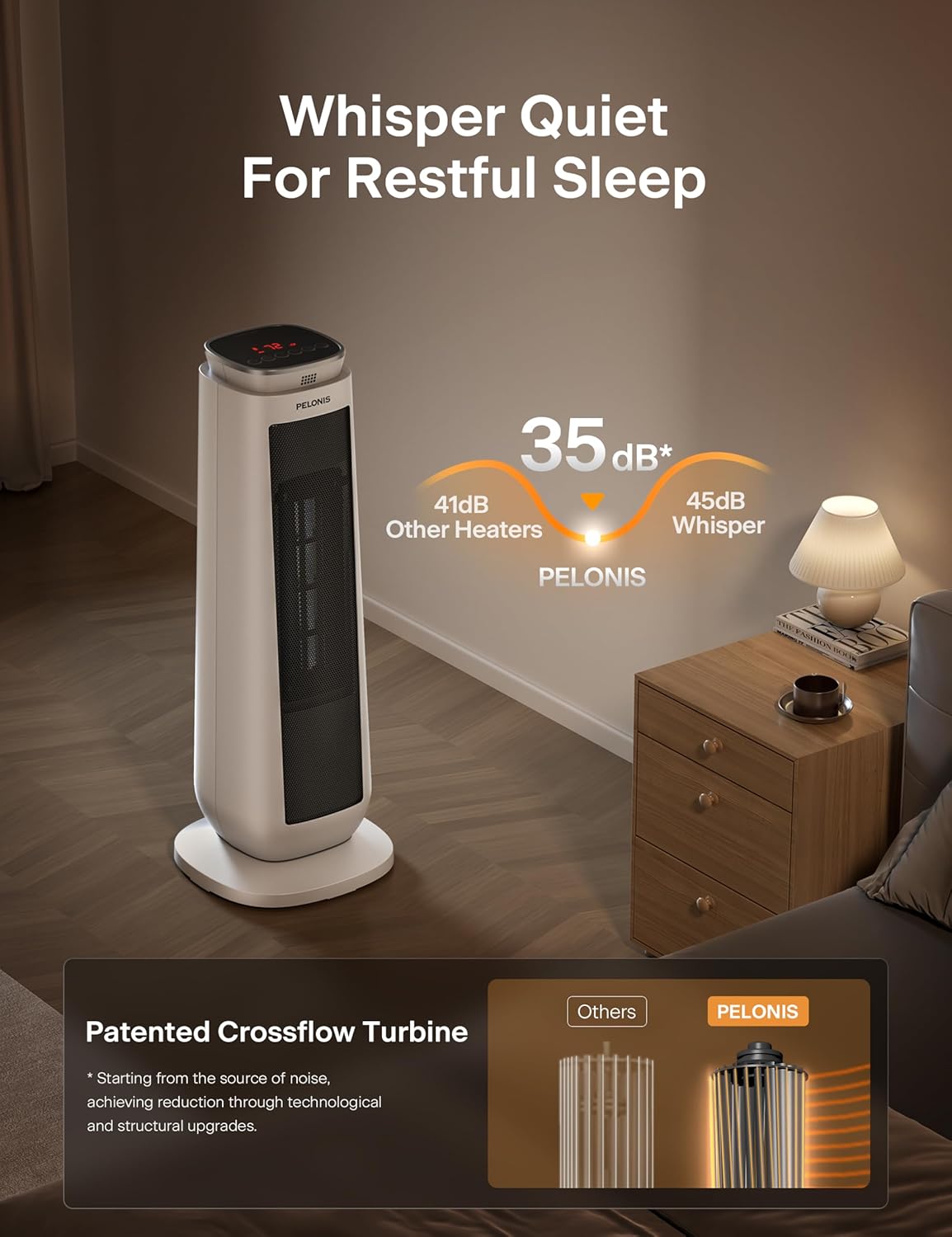 PELONIS 23 Oscillating Ceramic Heater with Remote Thermostat