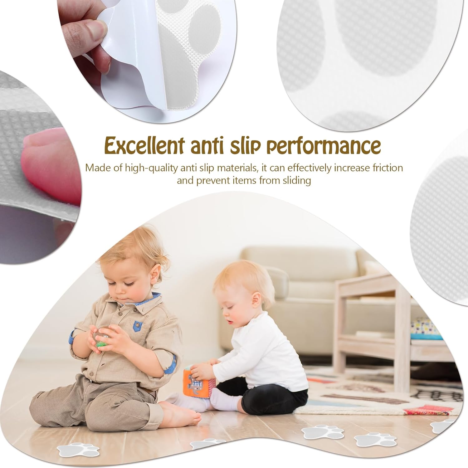 20 Pcs Non-Slip Bathtub Stickers with Grey Paw Prints