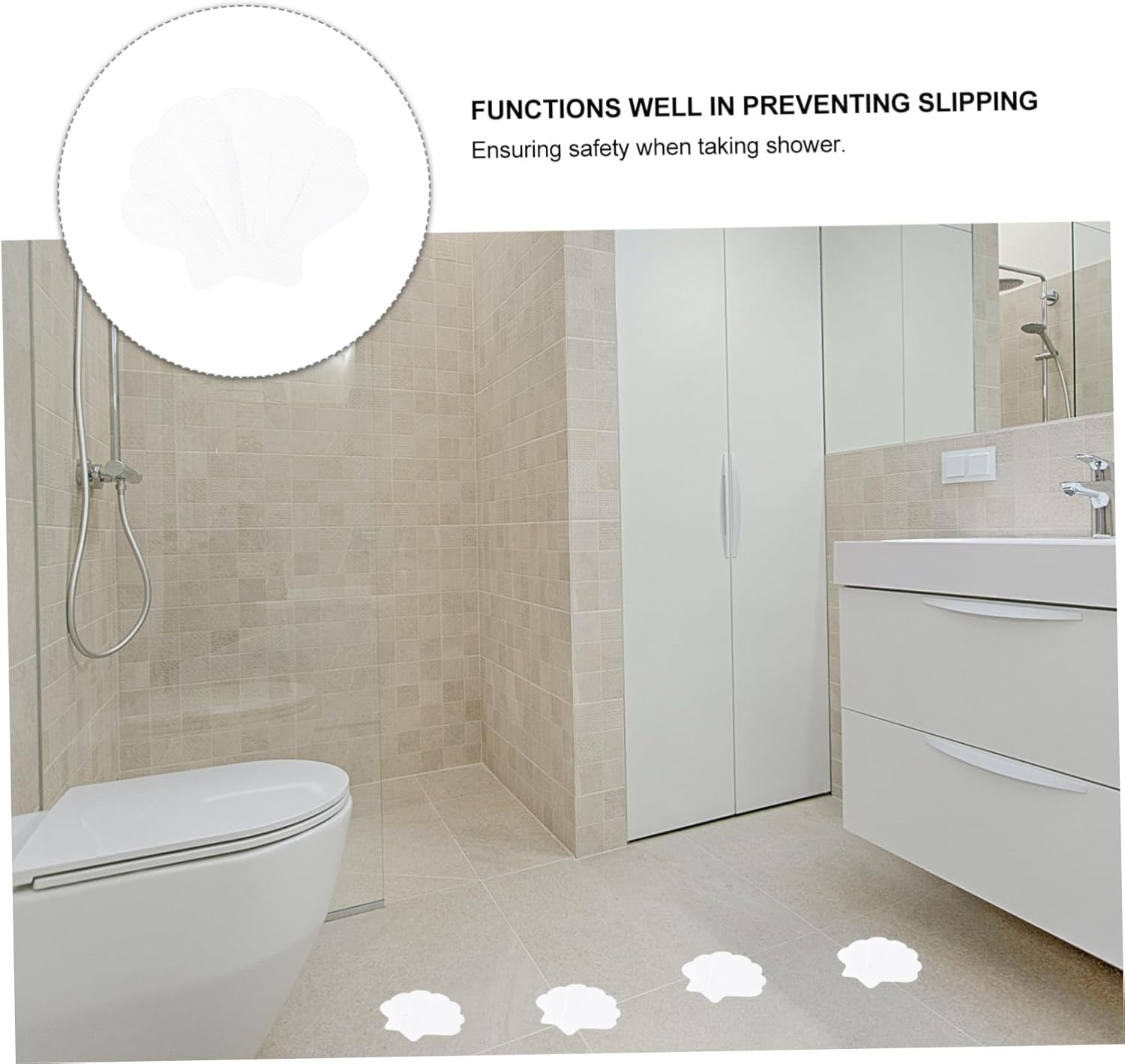 Luxshiny 12PCS Sea Shell Anti Slip Stickers for Shower Safety