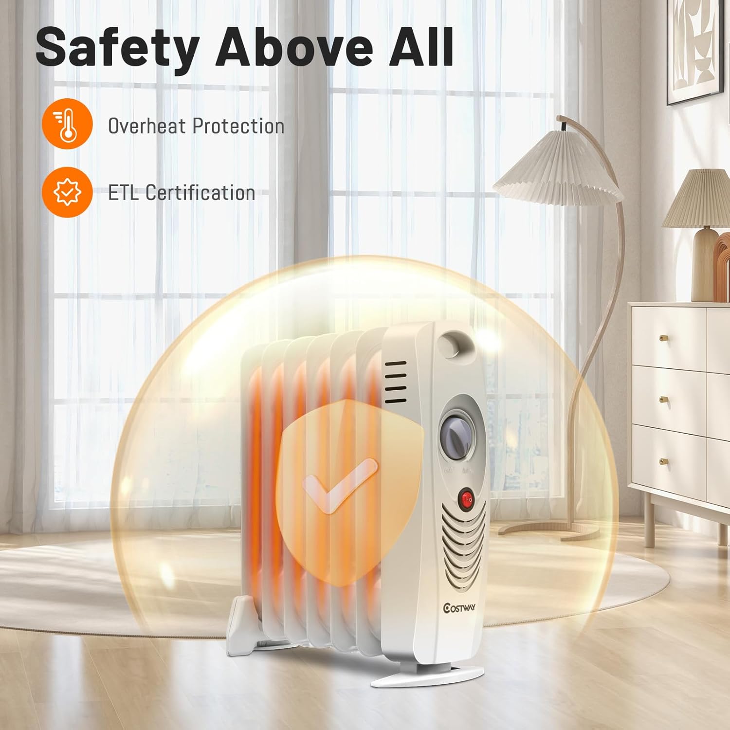 KOTEK 700W Oil Filled Space Heater with Adjustable Thermostat