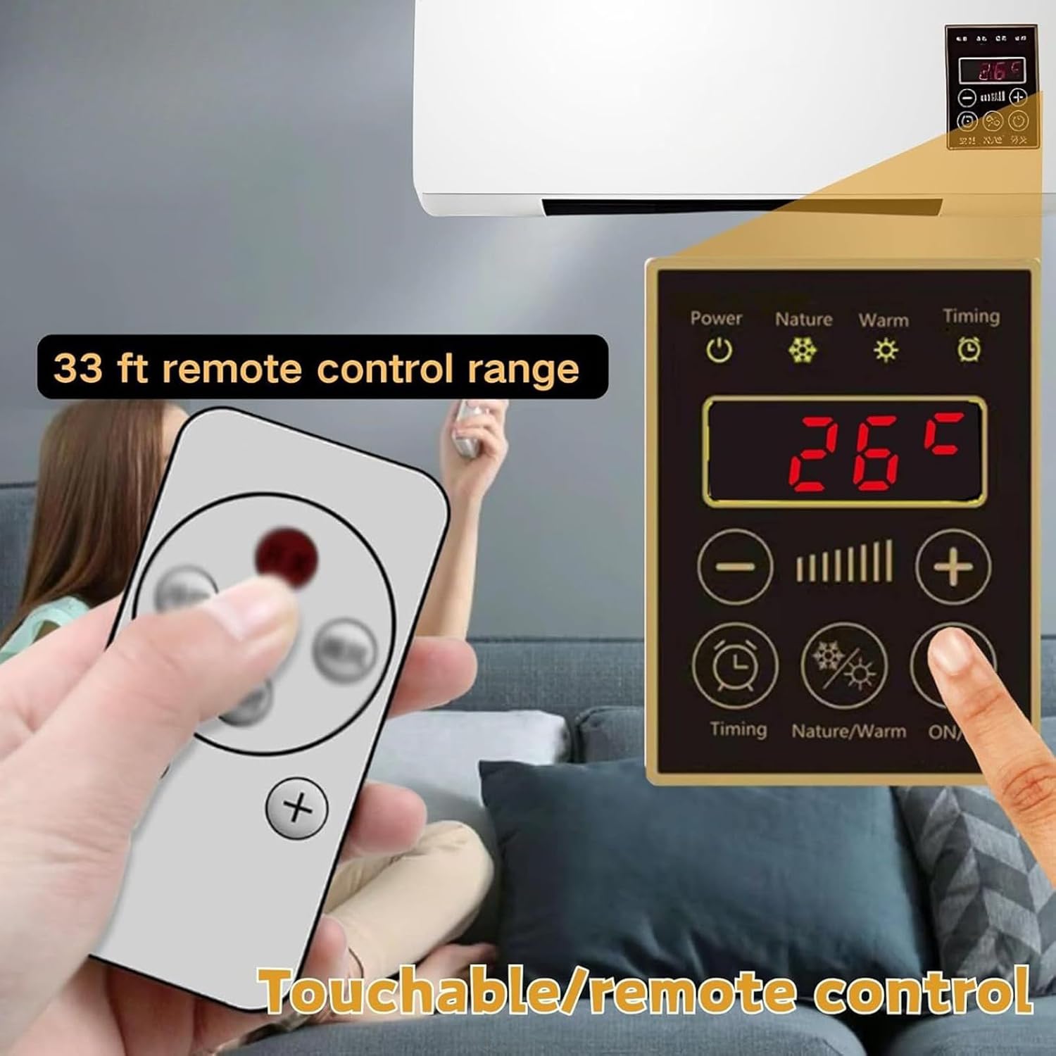 Ductless Air Conditioner Fan Heater - White Compact Quiet Energy Saving Remote Control