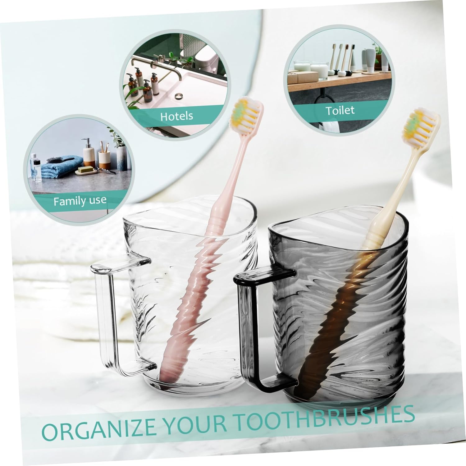 2-Pack Reusable Clear Toothbrush Holder with Handle 1