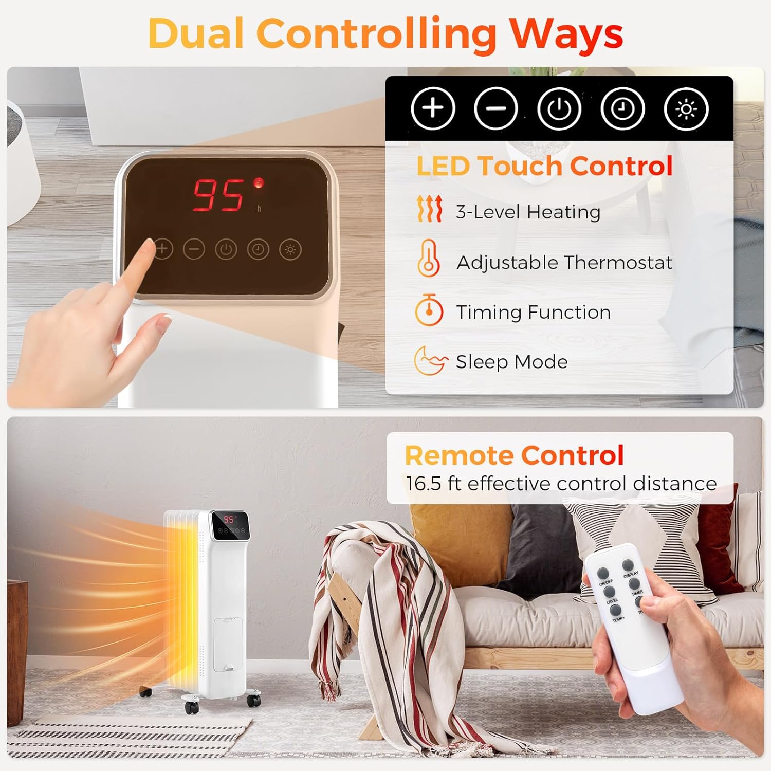 Tangkula 1500W Oil Filled Radiator Heater with Remote and 3 Modes