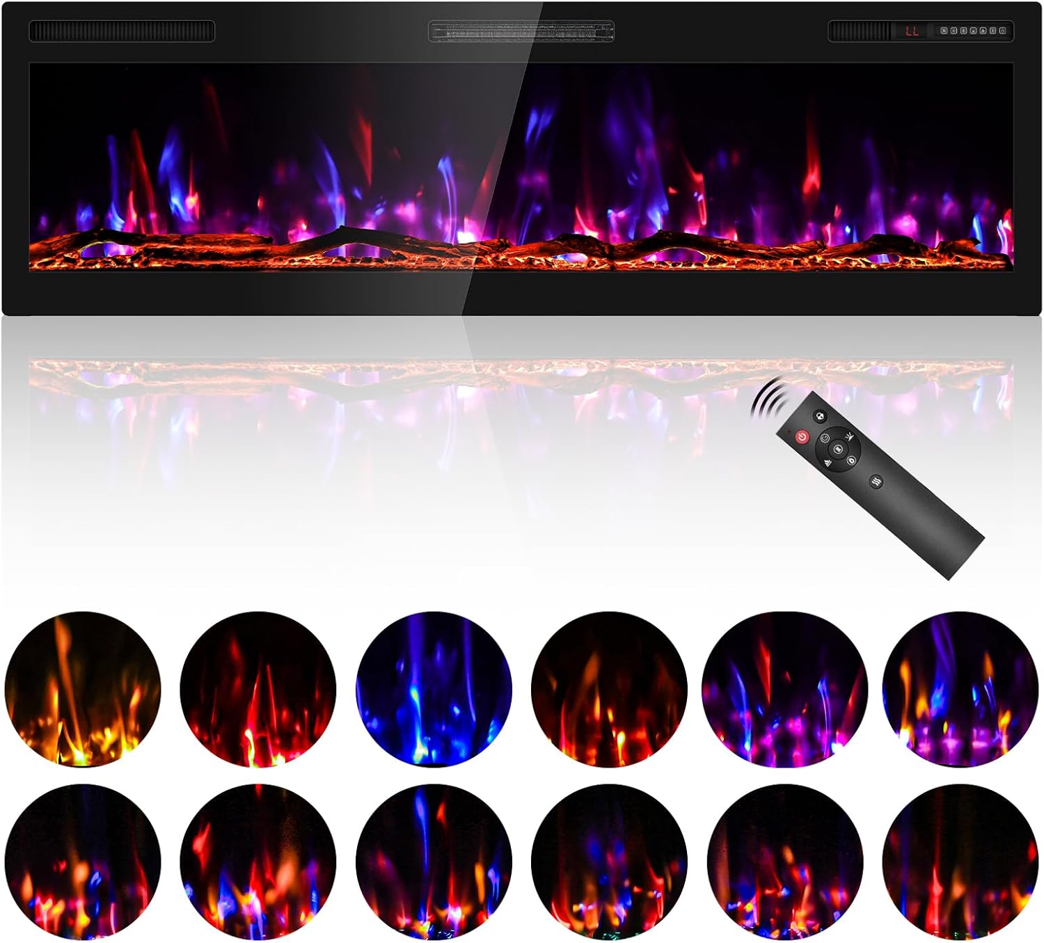 BREEZEHEAT 60 Inch Electric Fireplace with Log