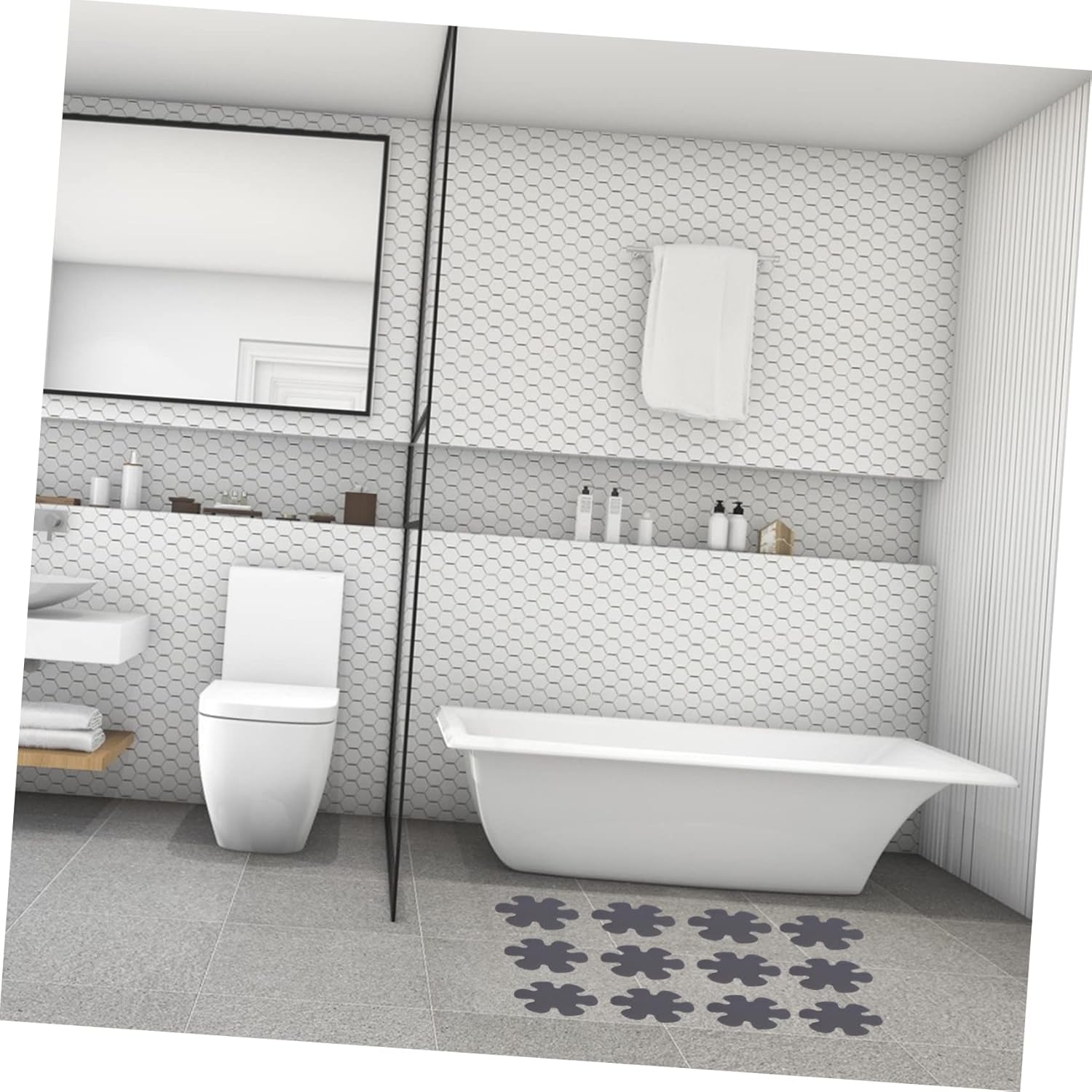 Happyyami 20pcs Flower Shaped Non-Slip Bath Tub Stickers