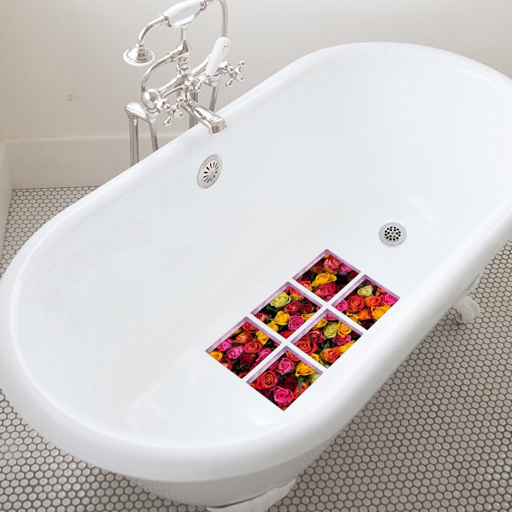 ChezMax 3D Flower Bathtub Stickers 6 Pcs 59 X 59