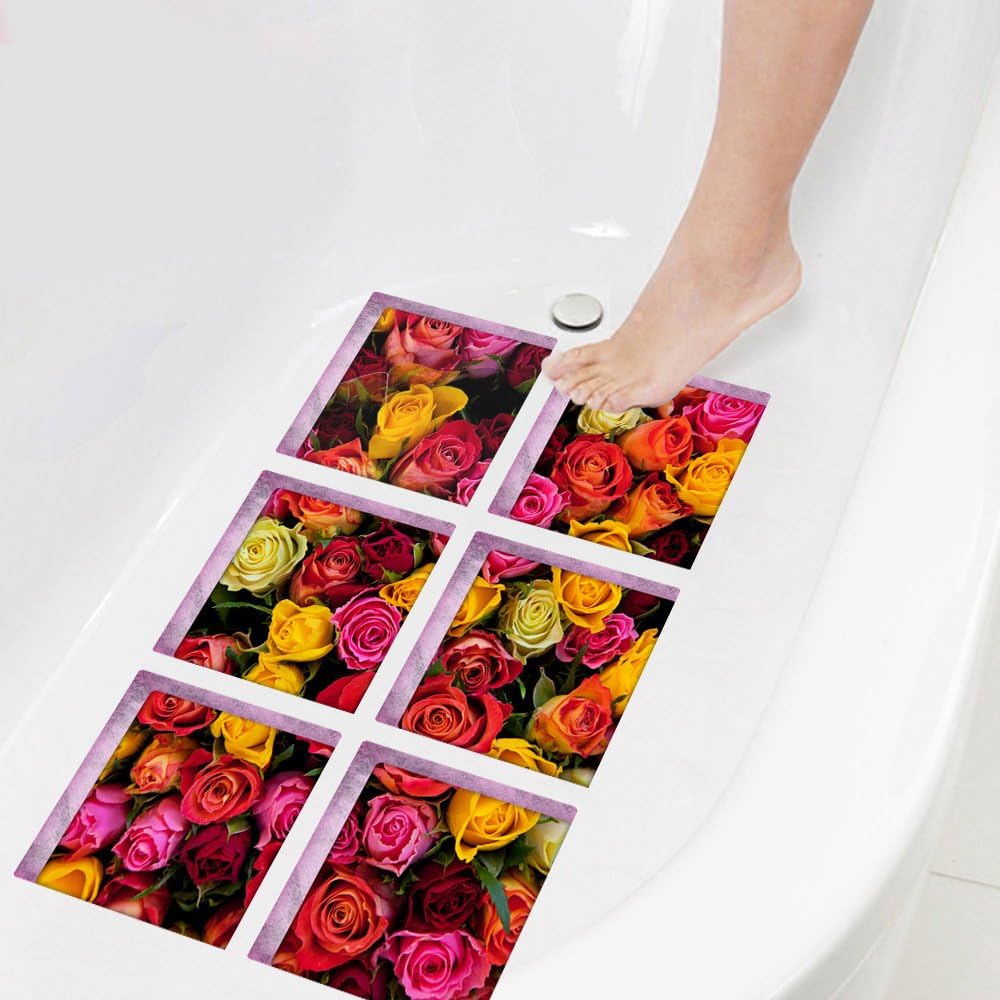 ChezMax 3D Flower Bathtub Stickers 6 Pcs 59 X 59