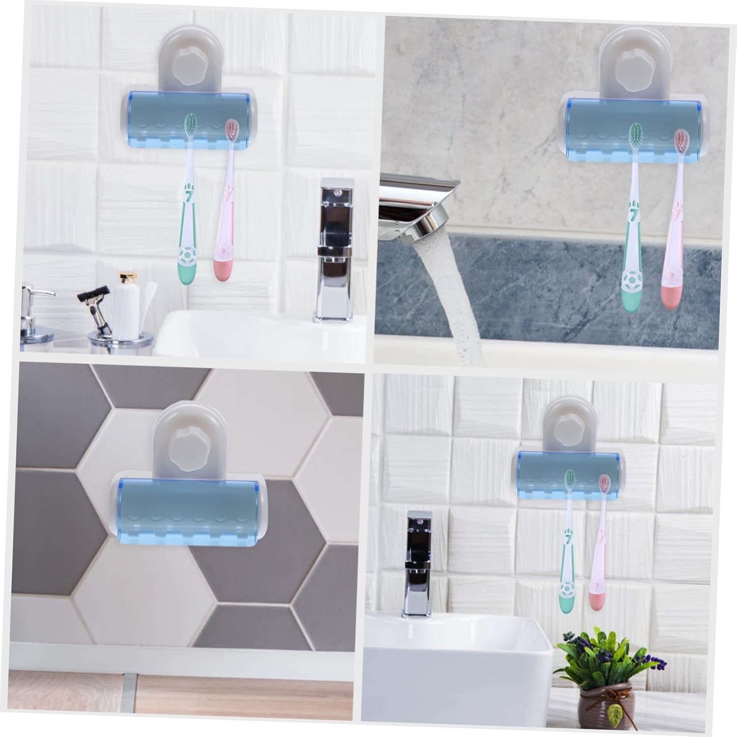 CATIEBYE 2pcs Suction Toothbrush Holder Wall Mounted