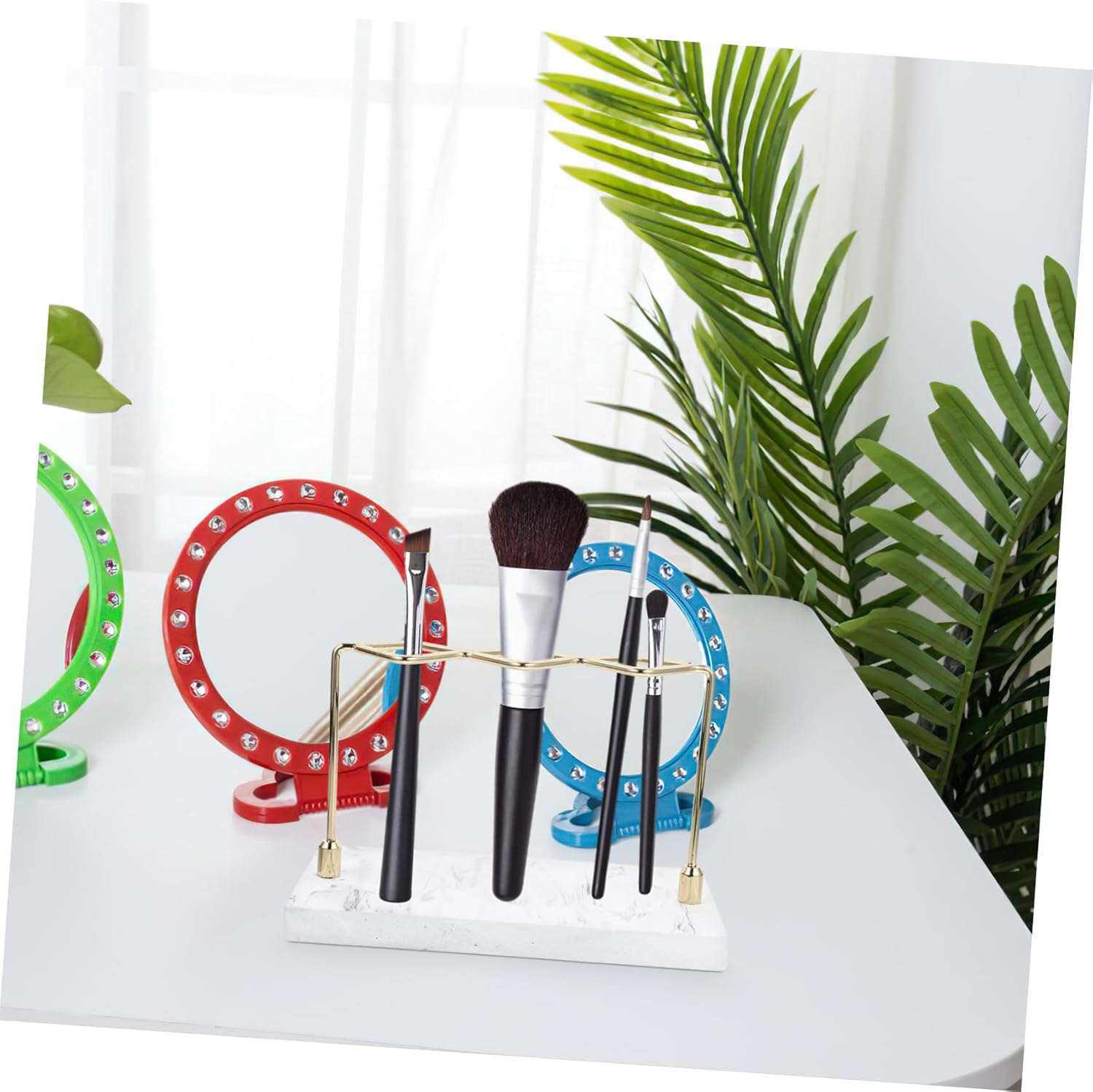 OUNONA Marble Pattern Toothbrush Holder for 4 Brush Storage