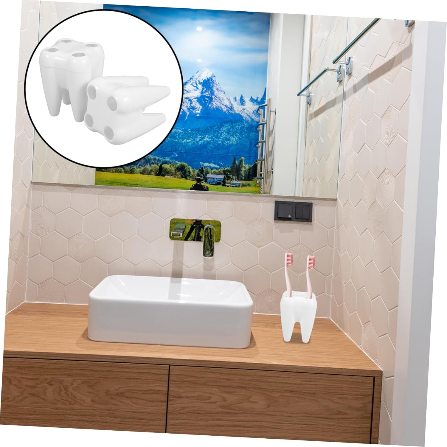 Luxshiny 2pcs White Toothbrush Holders for Kids