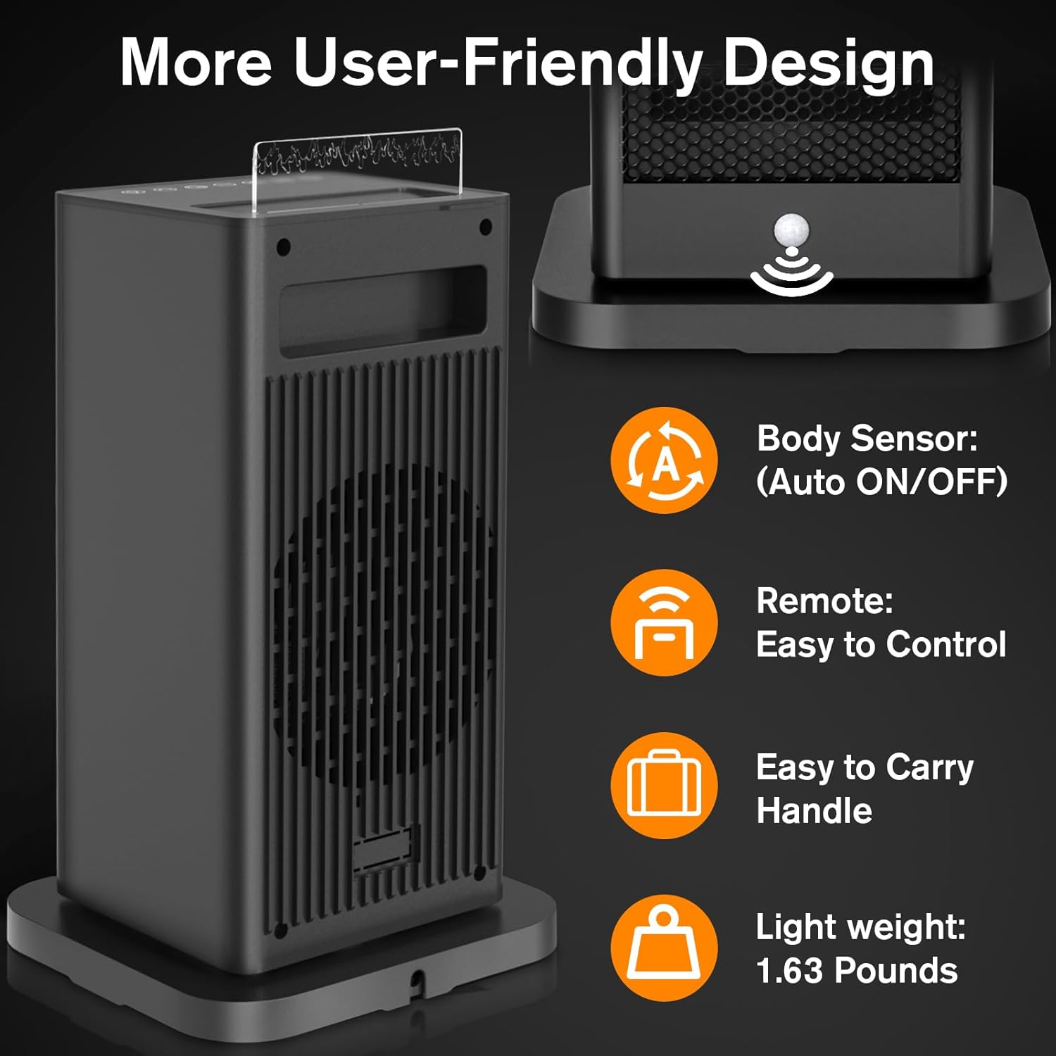 okoium 1500W PTC Ceramic Space Heater with Humidifier and 3D Flame Effect 1