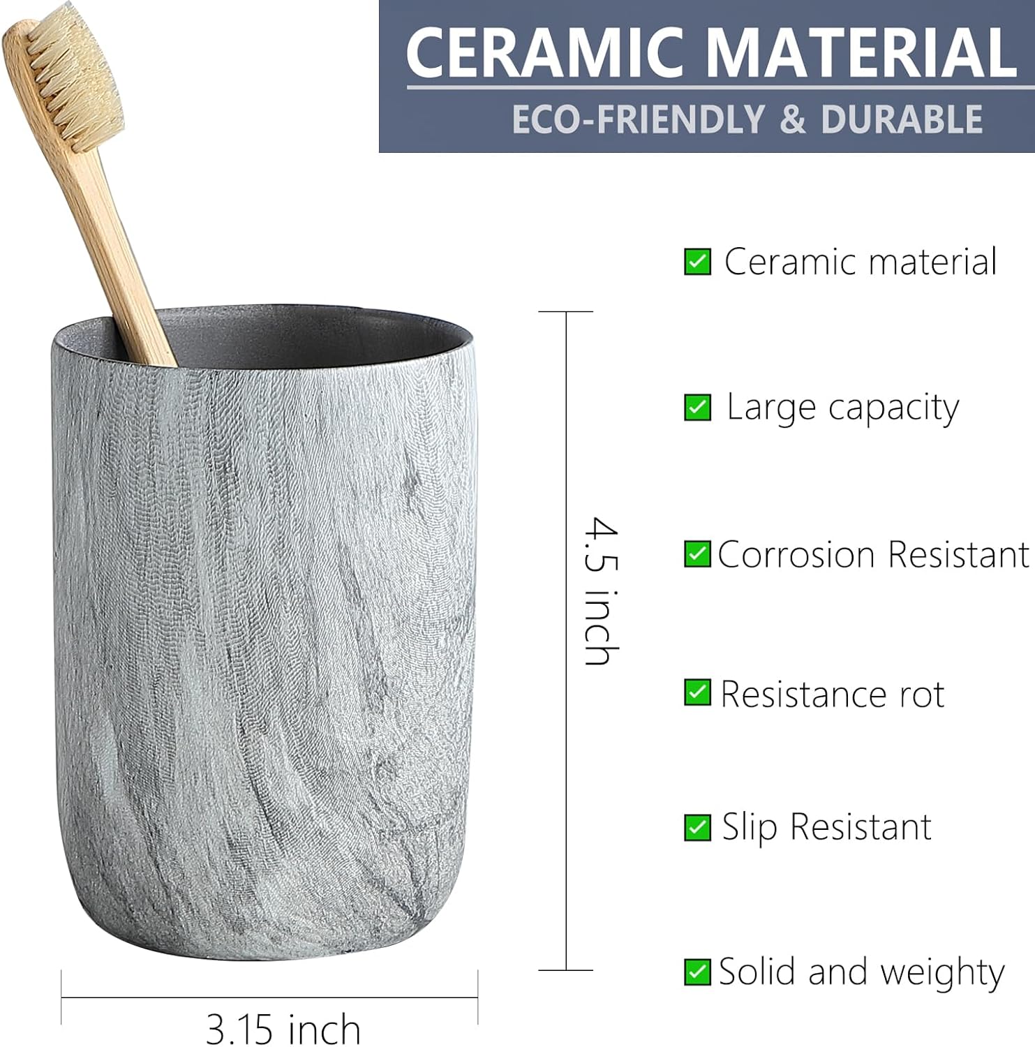 Marble Grey Ceramic Toothbrush Holder Set 1